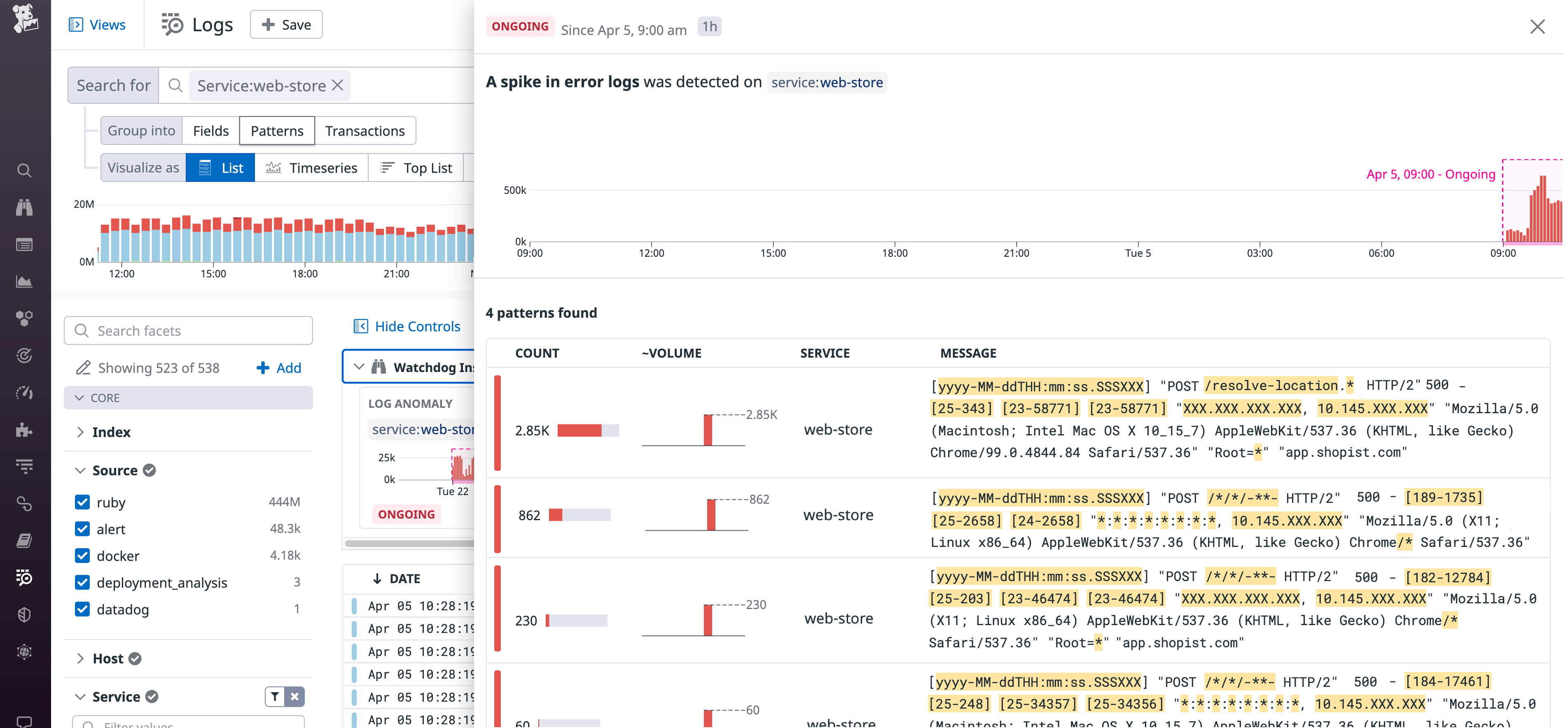 Click an anomaly to see aggregated patterns