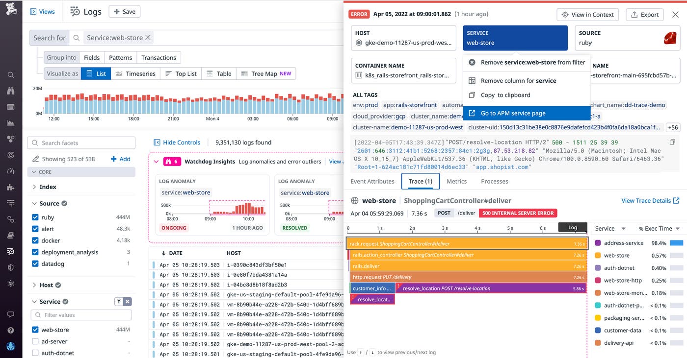 See traces associated with anomalous logs See traces associated with anomalous logs