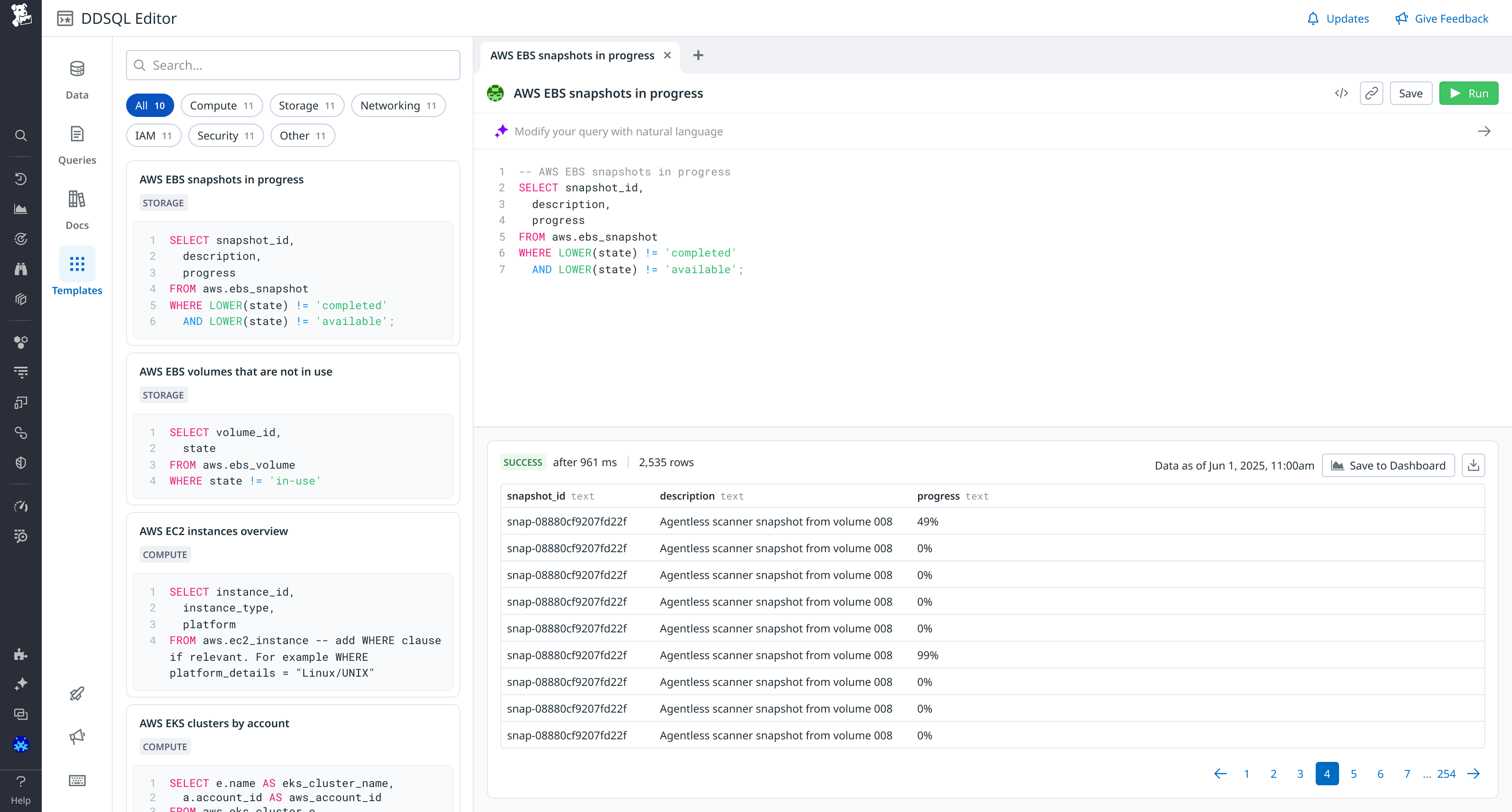 DDSQL Editor interface.