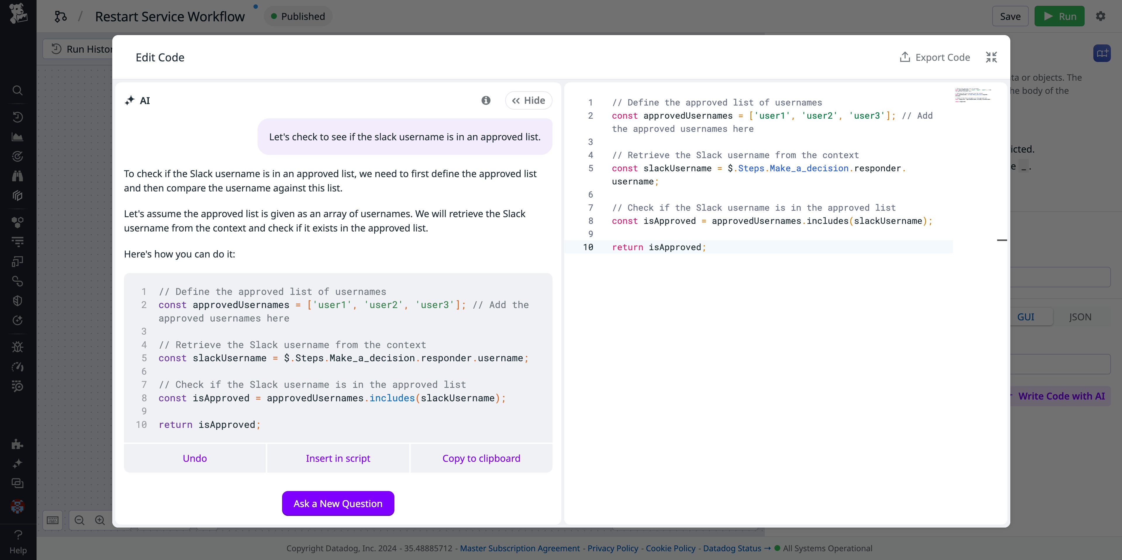 Using the AI assistant to check the Slack username. Using the AI assistant to check the Slack username.