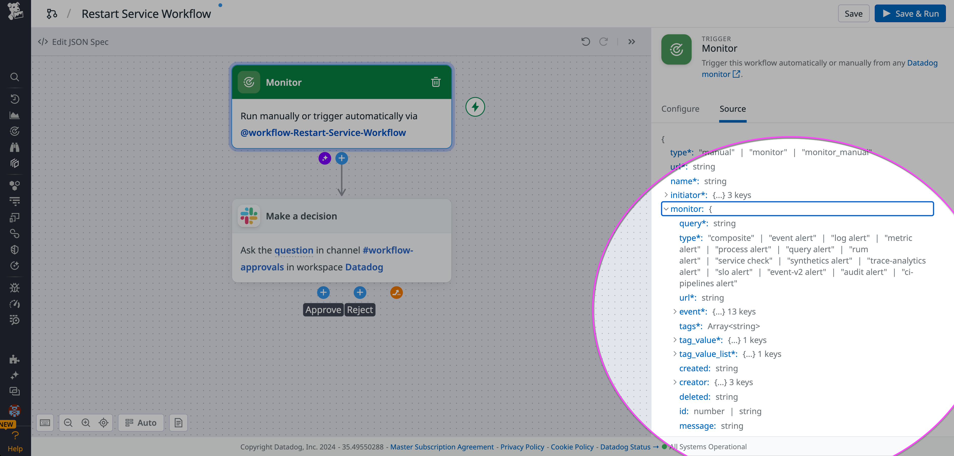 Viewing the monitor's metadata.