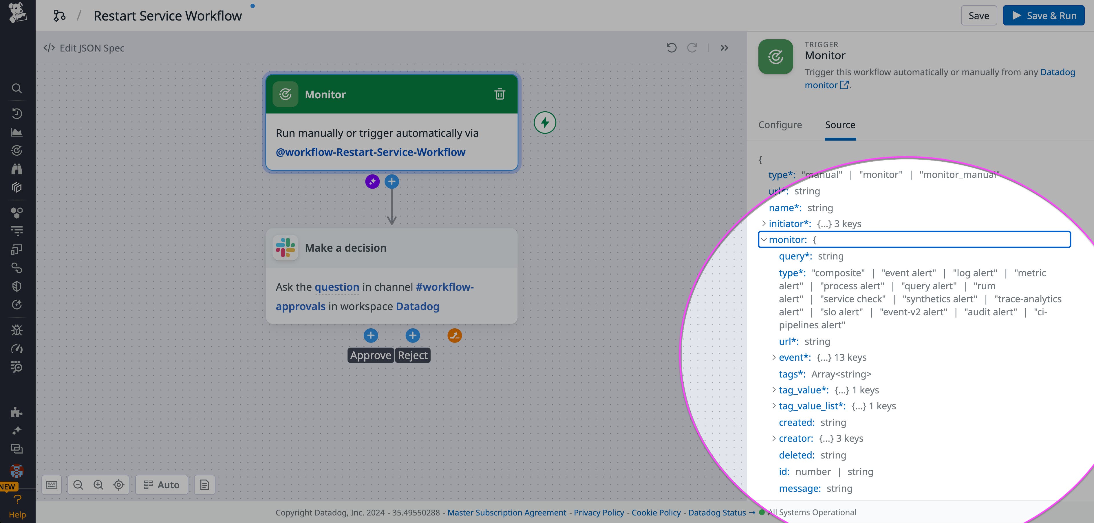 Viewing the monitor's metadata. Viewing the monitor's metadata.