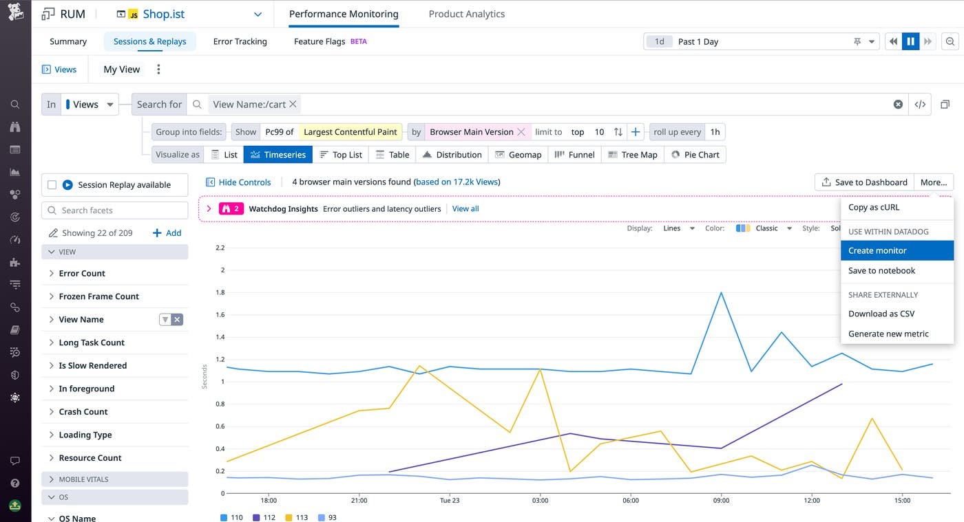 The Insight sidepanel lets you immediately graph detected outliers as metrics for tracking in alerts and dashboards. The Insight sidepanel lets you immediately graph detected outliers as metrics for tracking in alerts and dashboards.