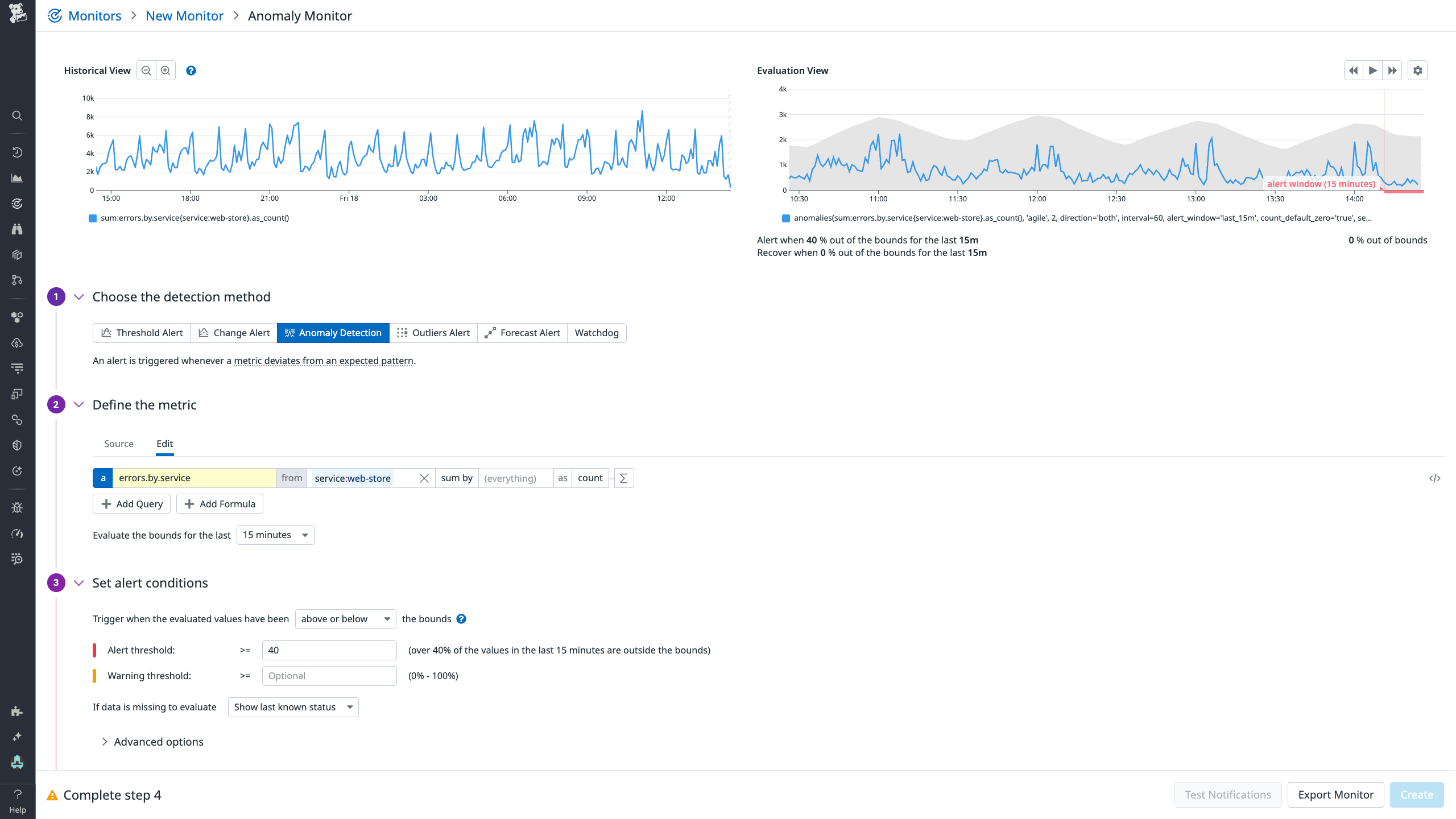 Creating an anomaly monitor.