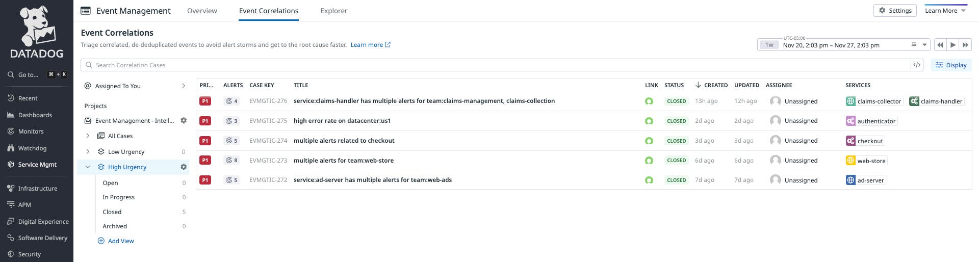 Organize event correlations for faster triage and prioritization. Organize event correlations for faster triage and prioritization.