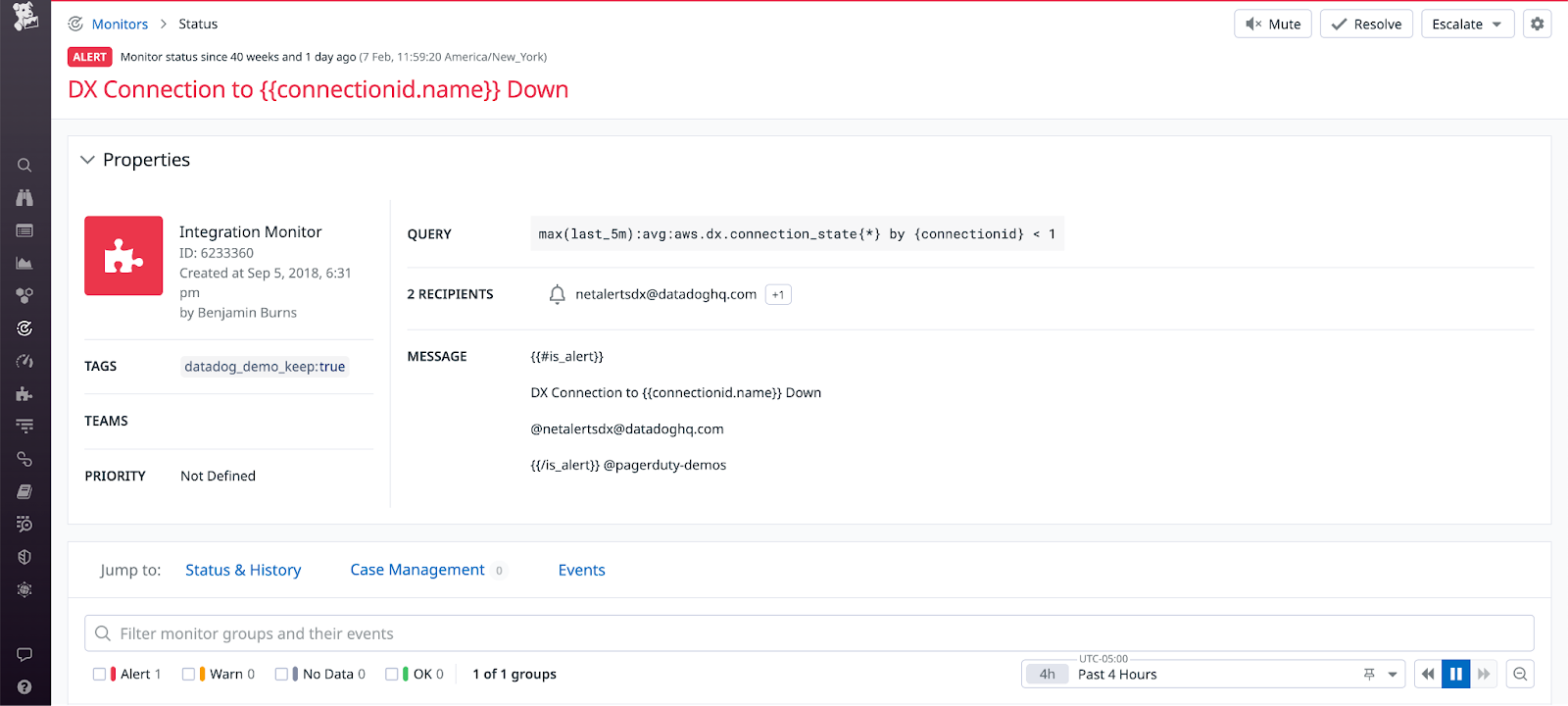 Create Datadog monitors on AWS Network Monitor metrics