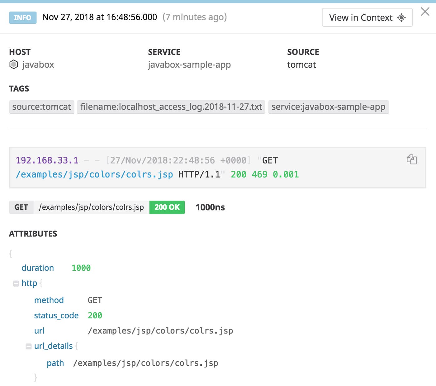 Tomcat log with new duration attribute Tomcat log with new duration attribute