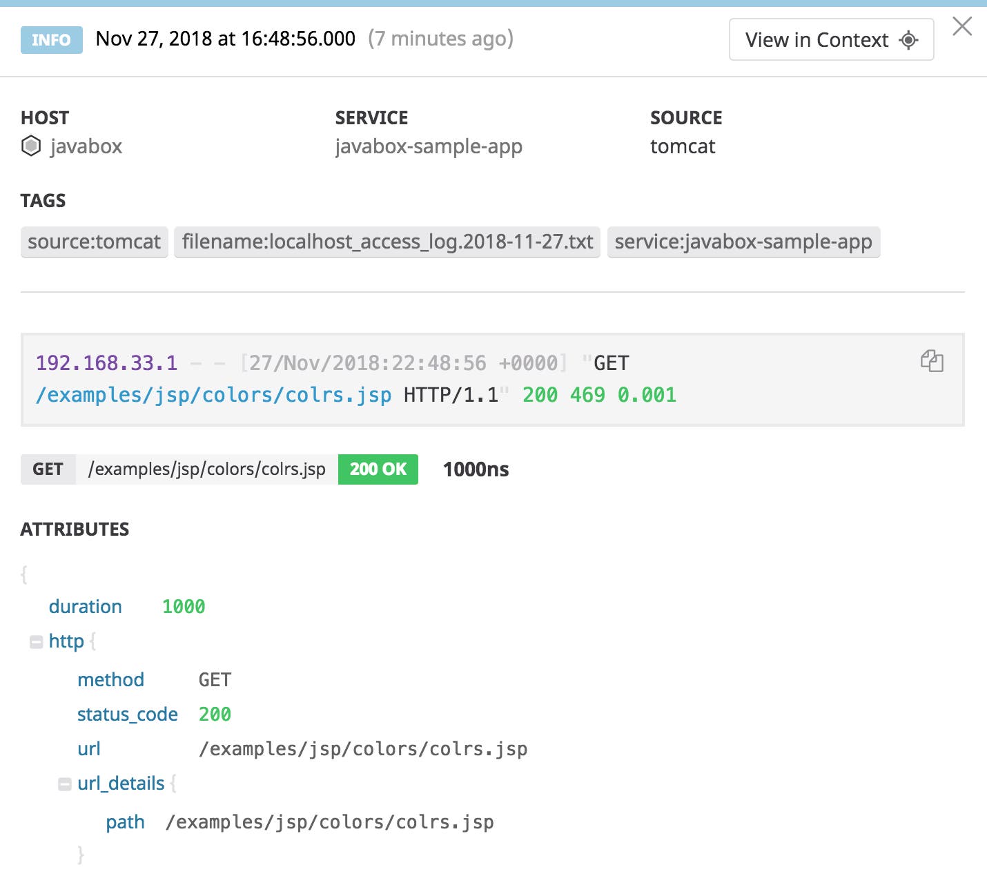 Tomcat log with new duration attribute Tomcat log with new duration attribute