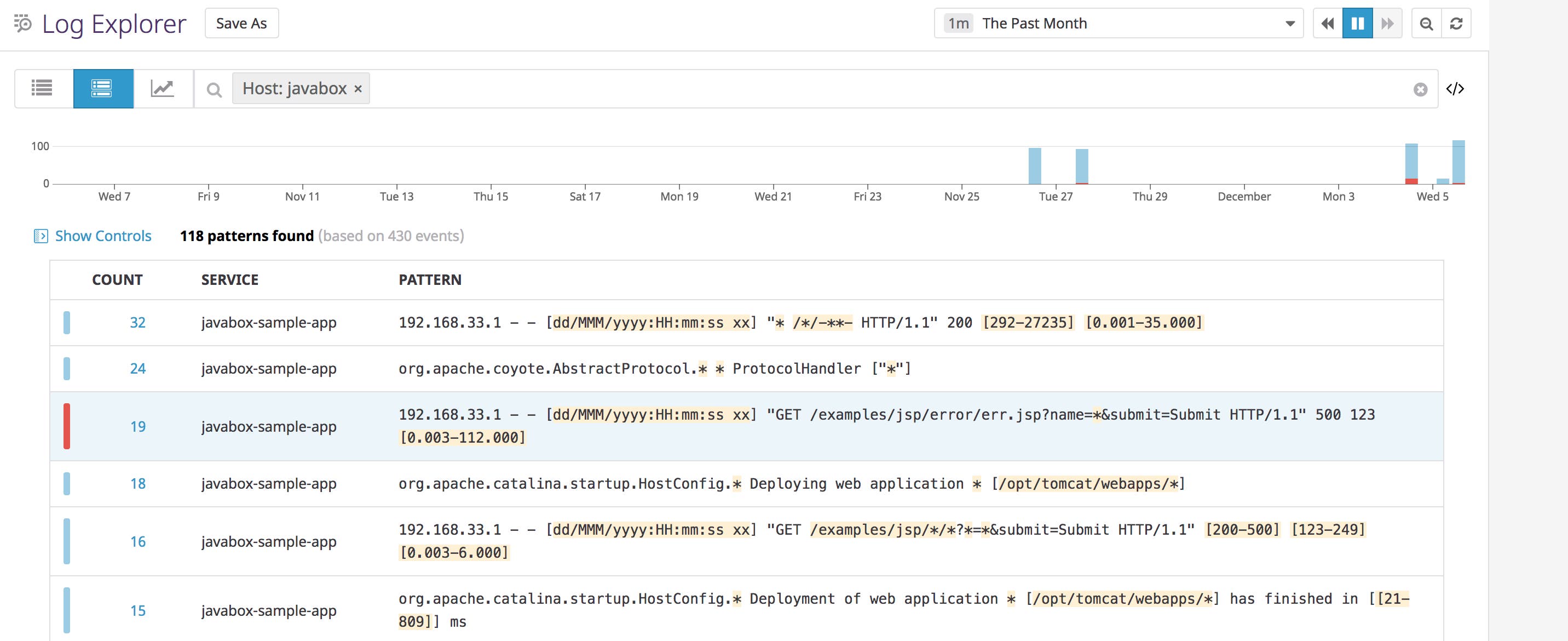 View Tomcat log patterns View Tomcat log patterns