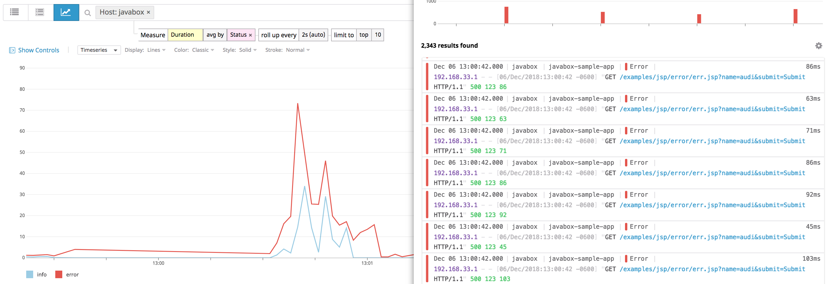 Use the Log Analyzer to view Tomcat logs