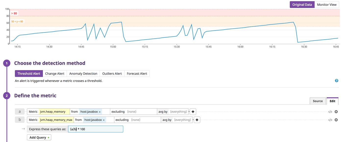 Set an alert for memory usage based on Tomcat metrics Set an alert for memory usage based on Tomcat metrics