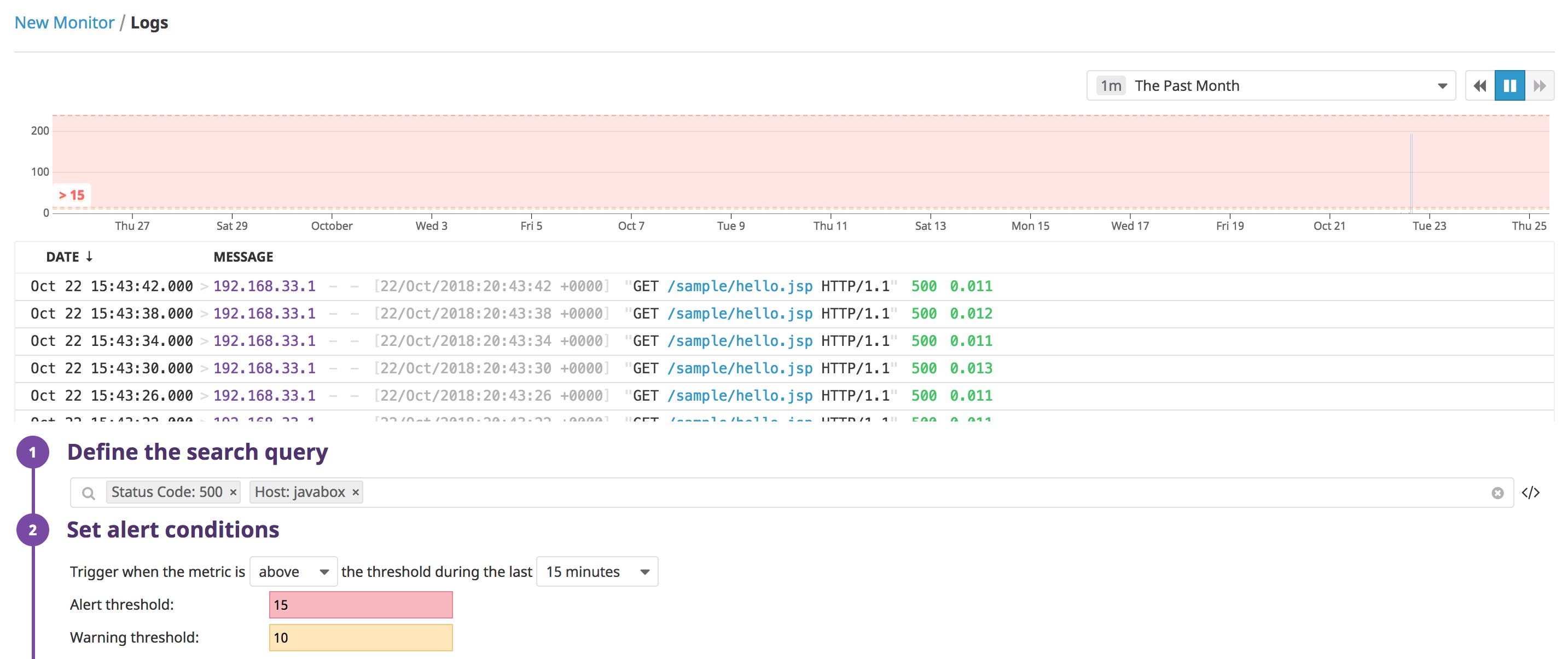 Create and alert for Tomcat logs Create and alert for Tomcat logs