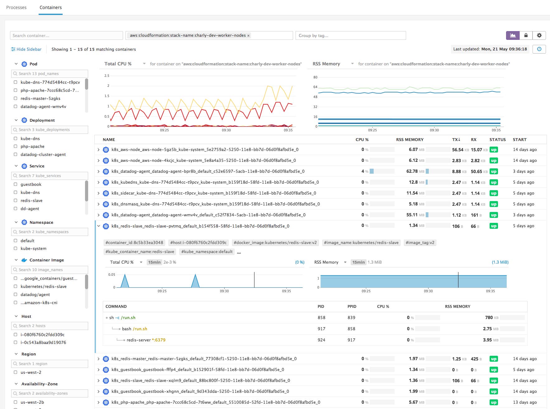 Live Container view for an Amazon EKS cluster Live Container view for an Amazon EKS cluster