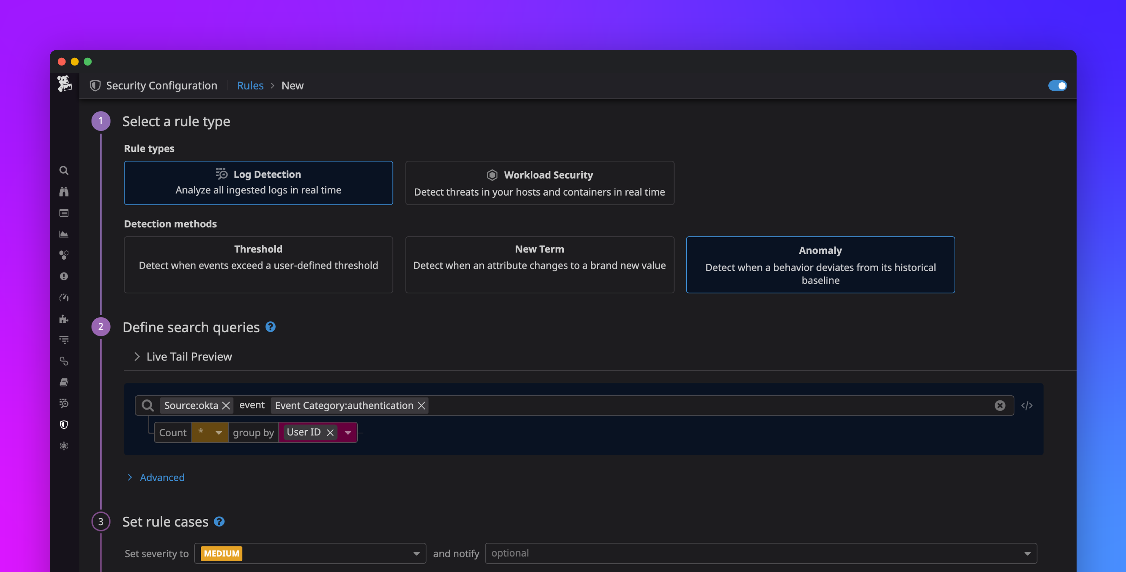 Detect security threats with anomaly detection rules