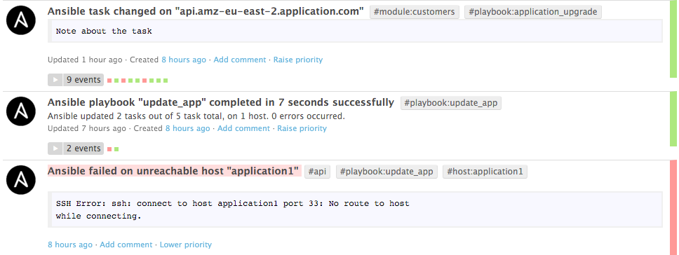 Ansible events stream