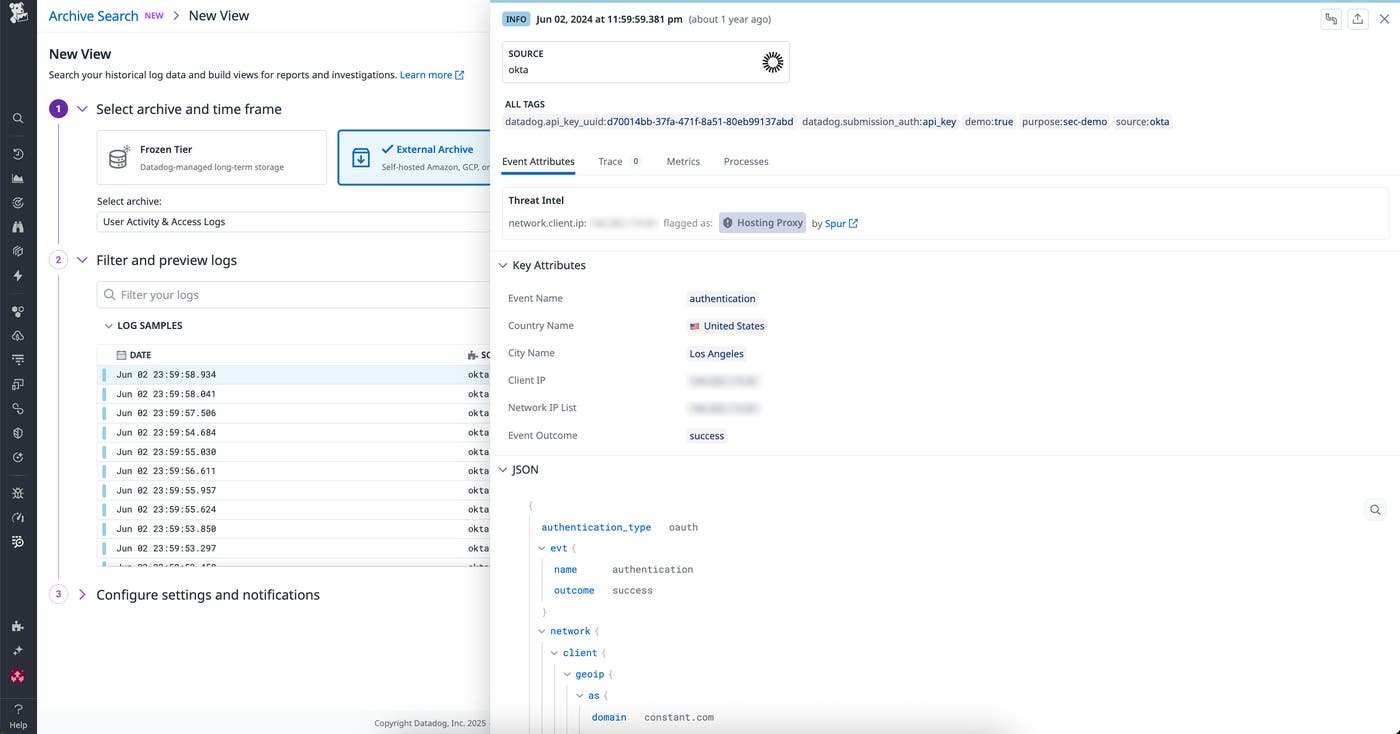 Preview of an archived Okta log. Preview of an archived Okta log.
