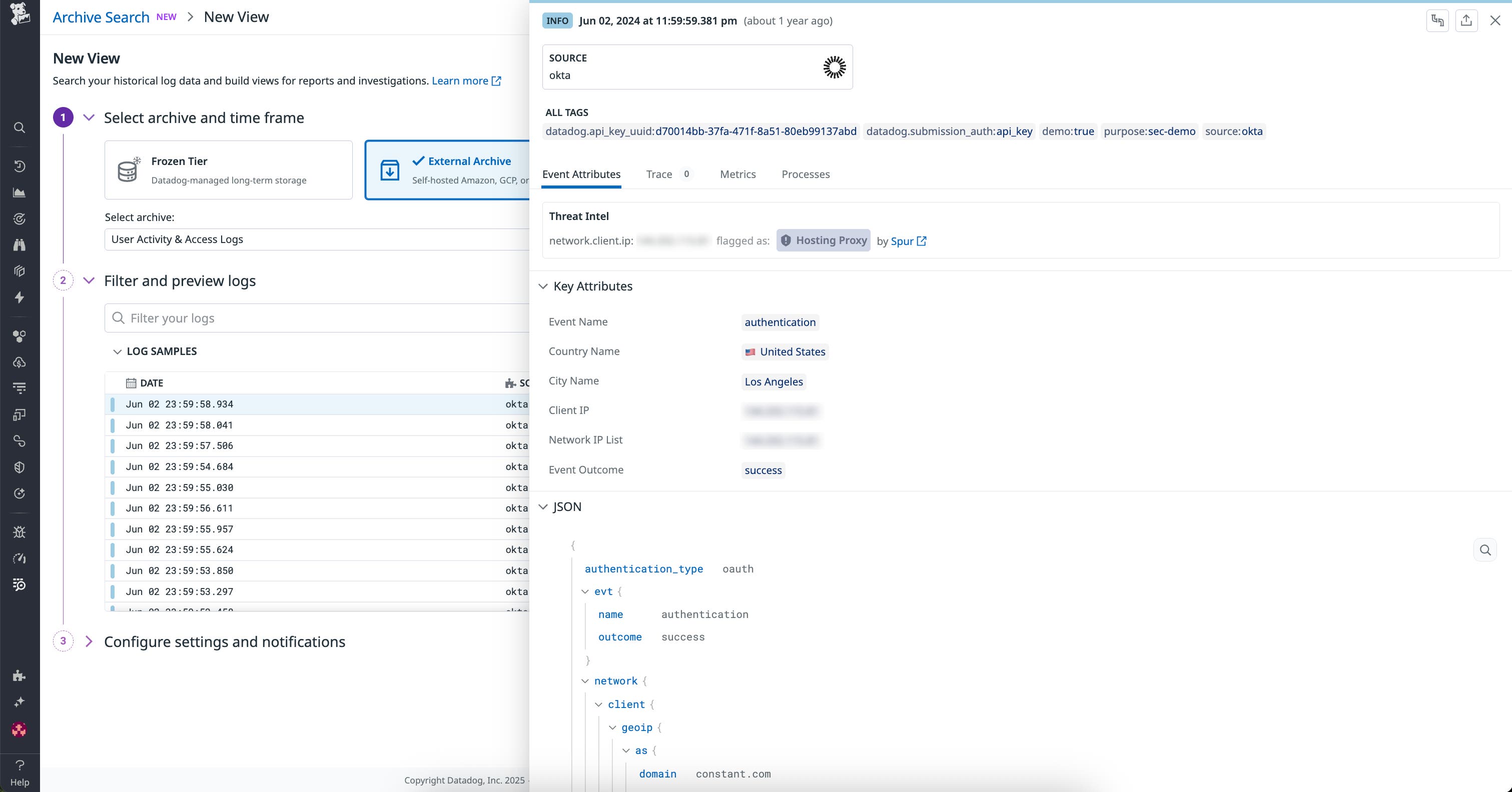 Preview of an archived Okta log. Preview of an archived Okta log.