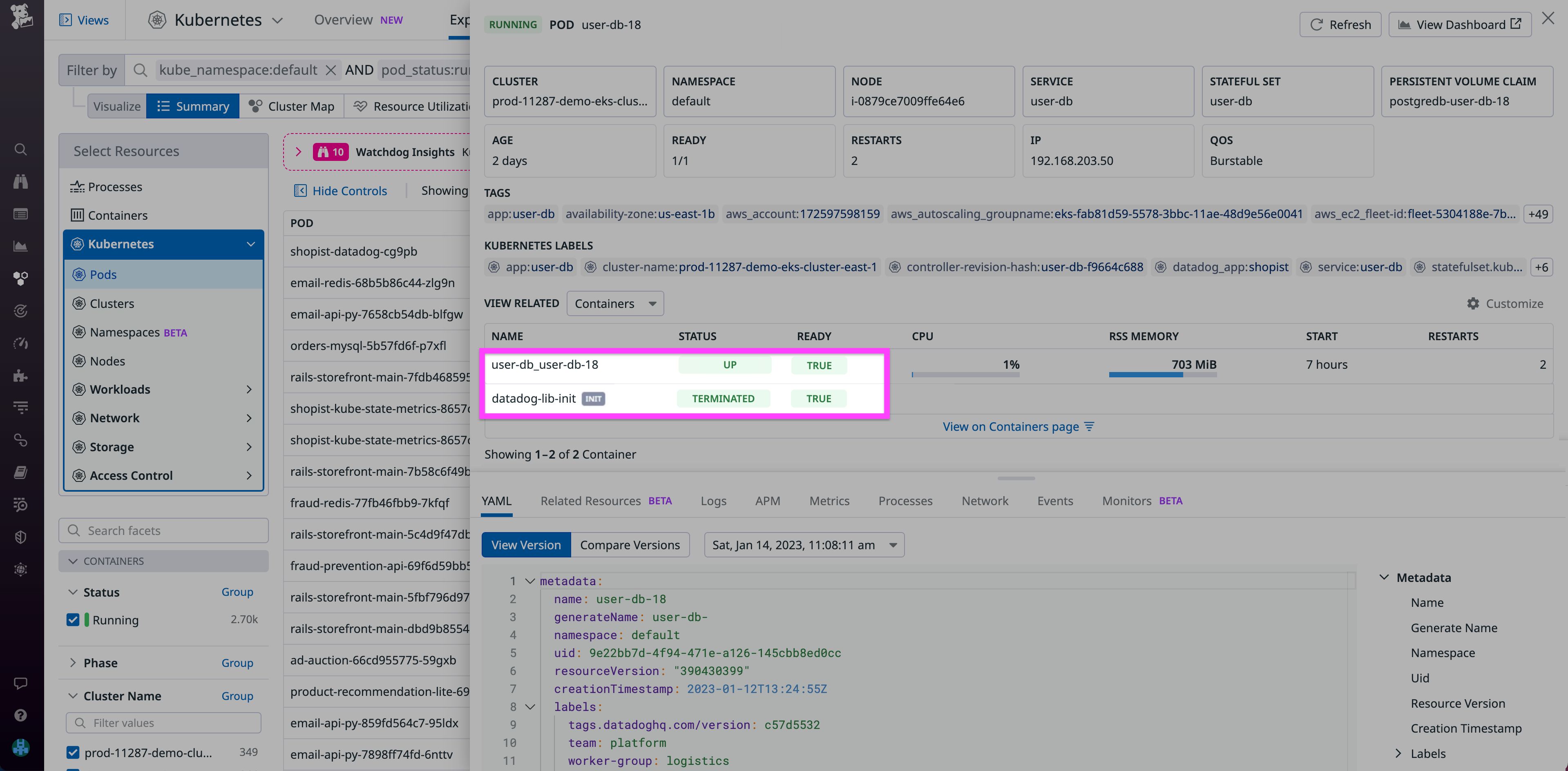 Verify that library injection was successful with the init container