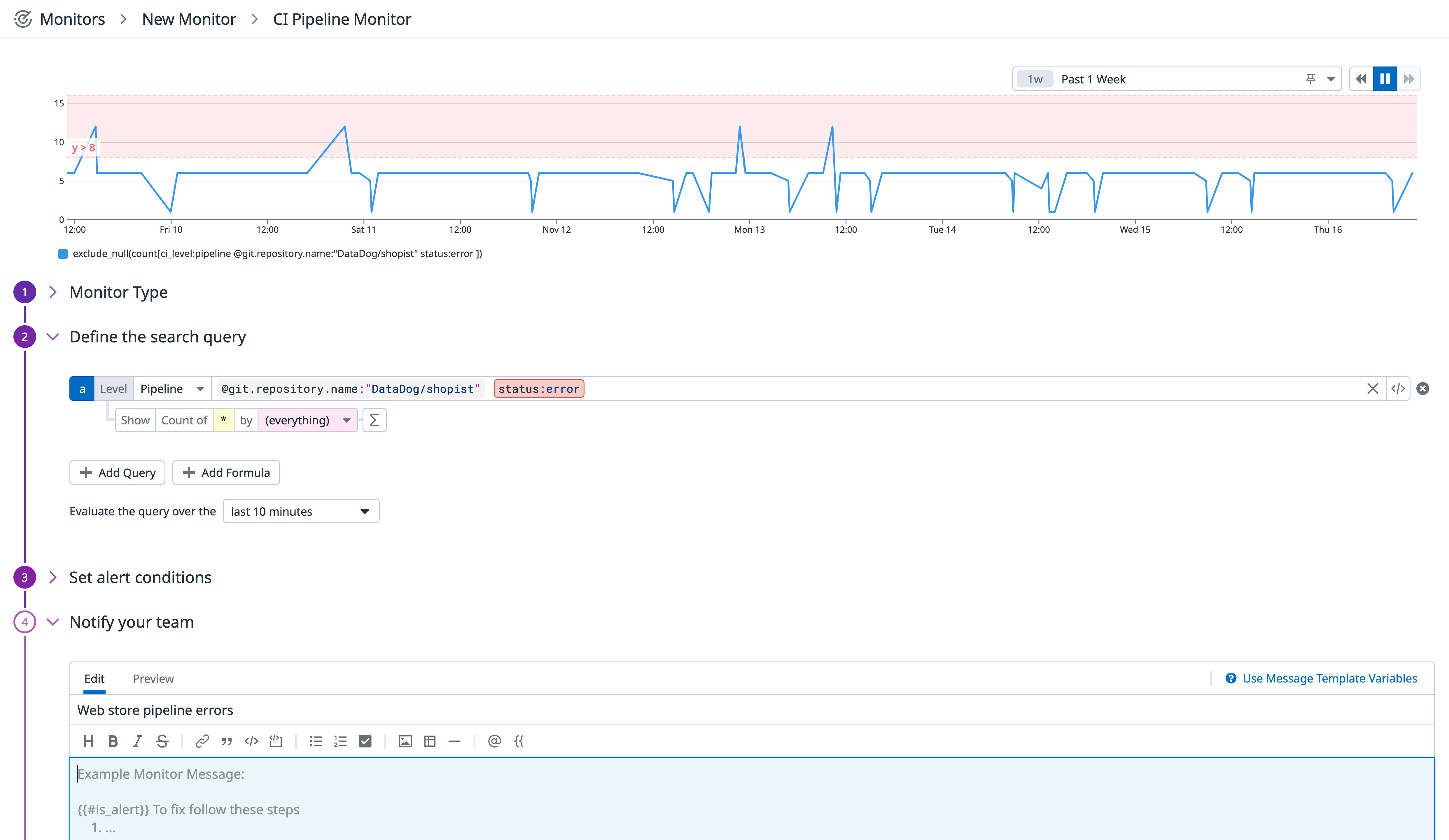 Creating a CI Visibility pipeline monitor
