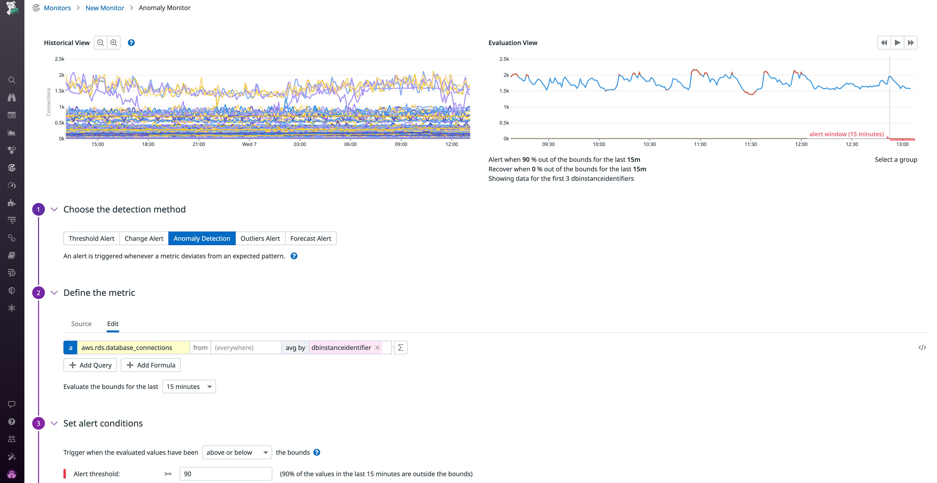 Create a new anomaly detection monitor with prefilled queries and thresholds Create a new anomaly detection monitor with prefilled queries and thresholds