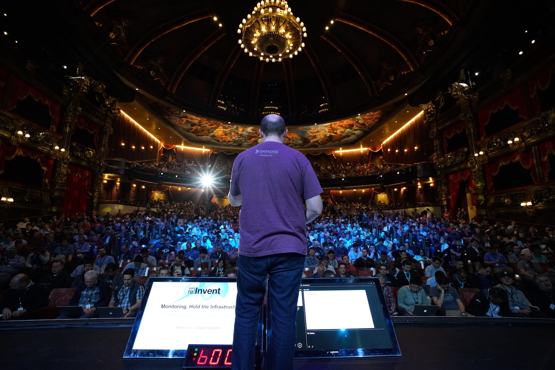 Datadog's Matt Williams presenting at AWS re:Invent.