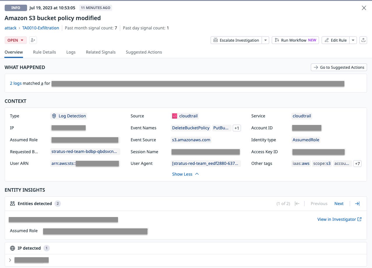 Amazon S3 bucket policy modified detection rule Amazon S3 bucket policy modified detection rule