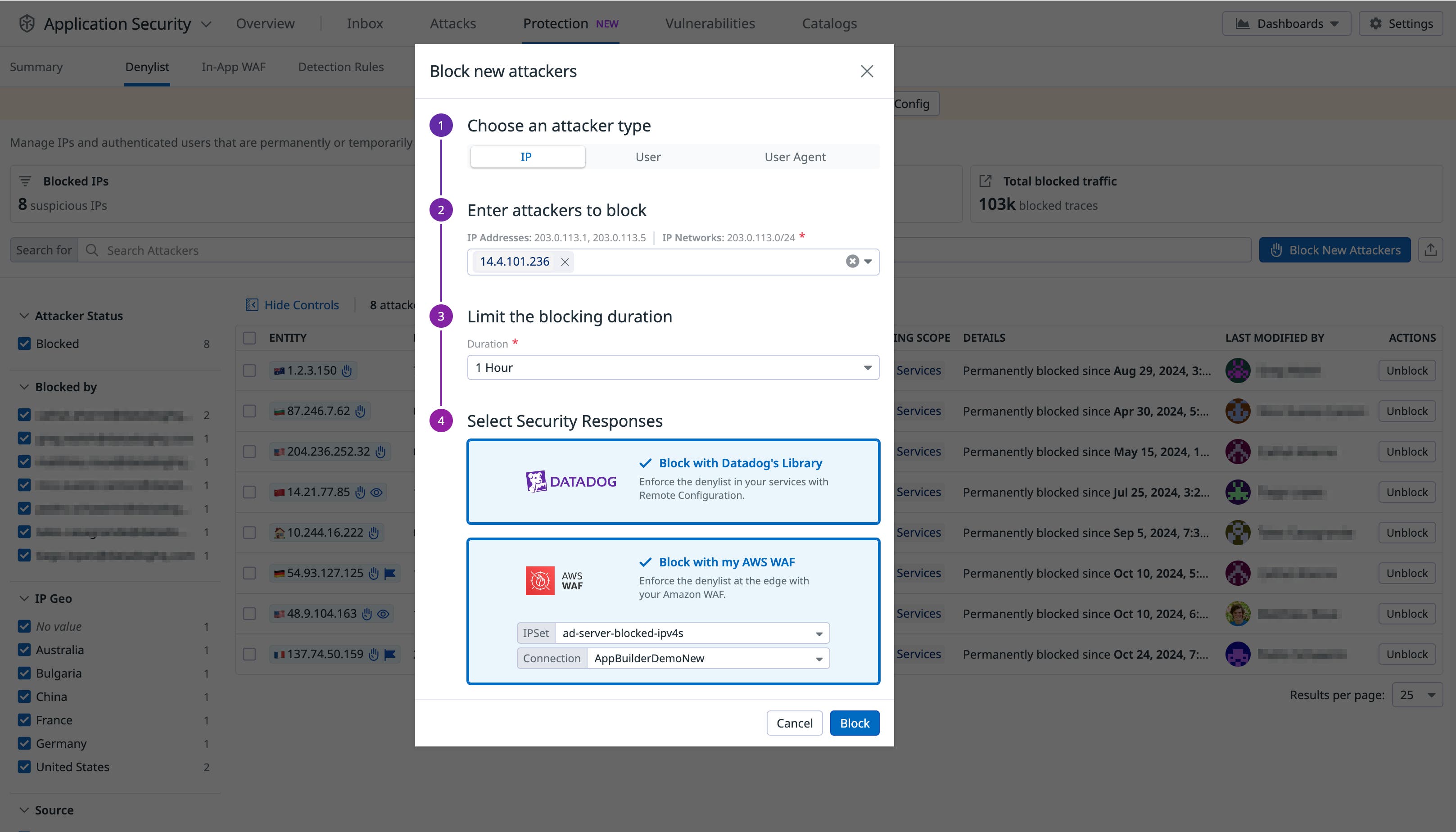 Block IPs via AWS WAF directly in Datadog Block IPs via AWS WAF directly in Datadog