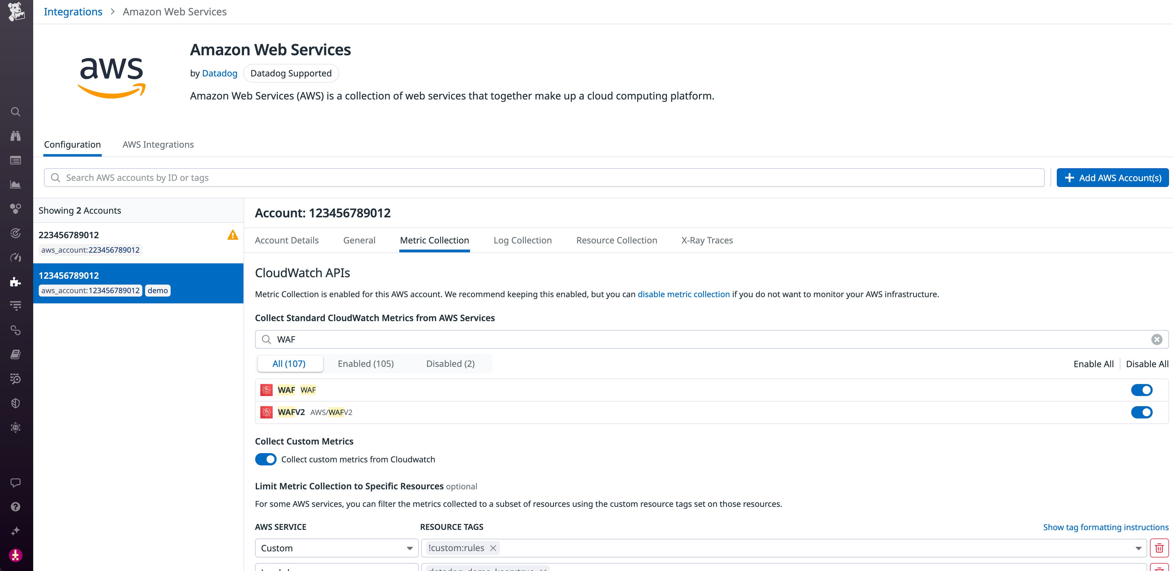 Enable Datadog's AWS WAF integration Enable Datadog's AWS WAF integration