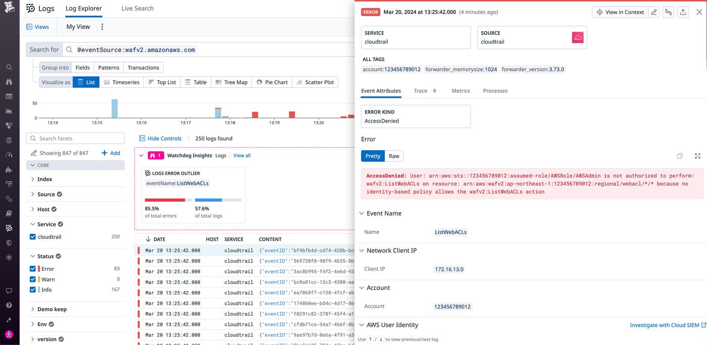 AWS WAF log AWS WAF log