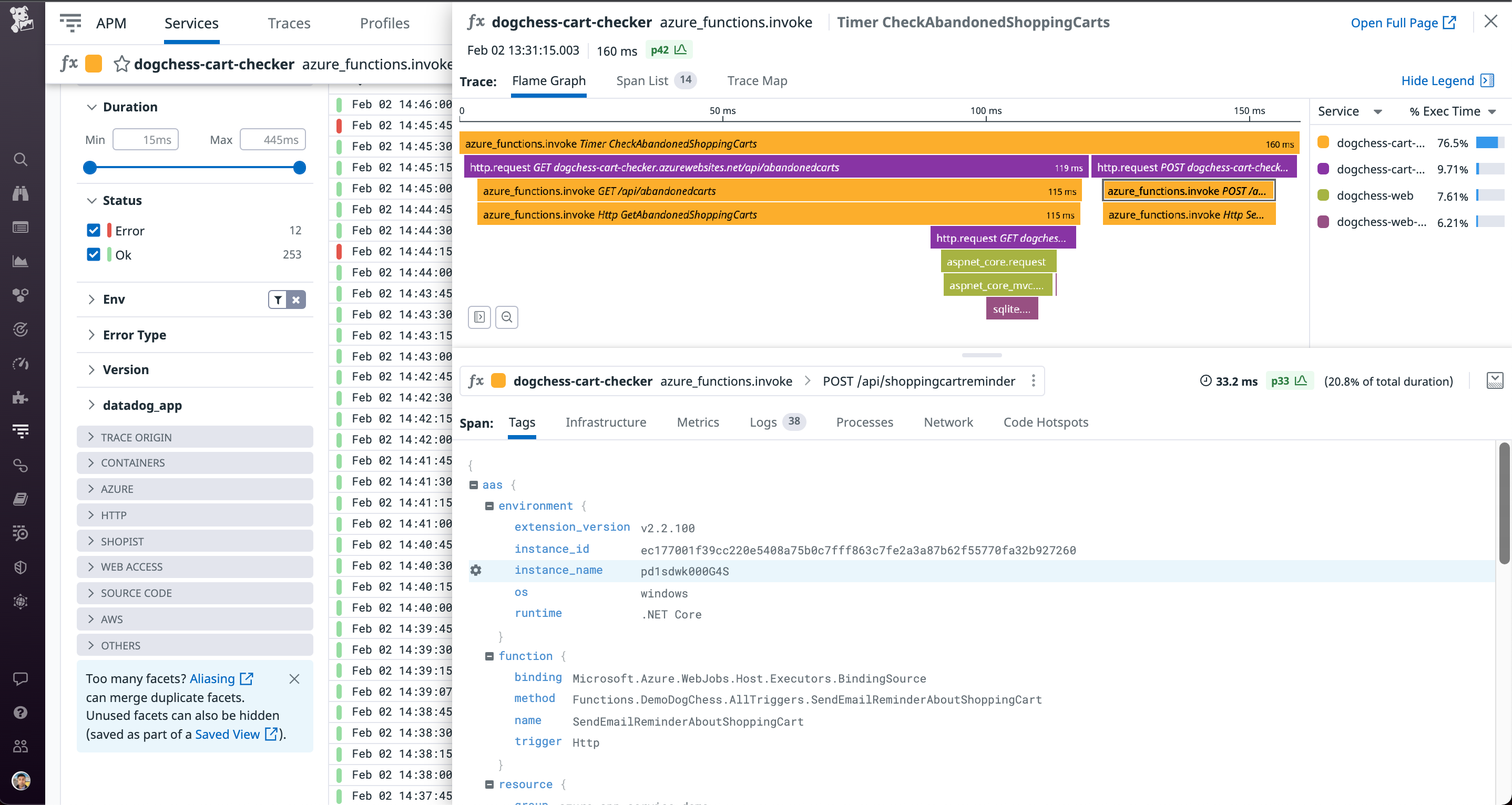 Visualize traces from your Azure App Services in Datadog