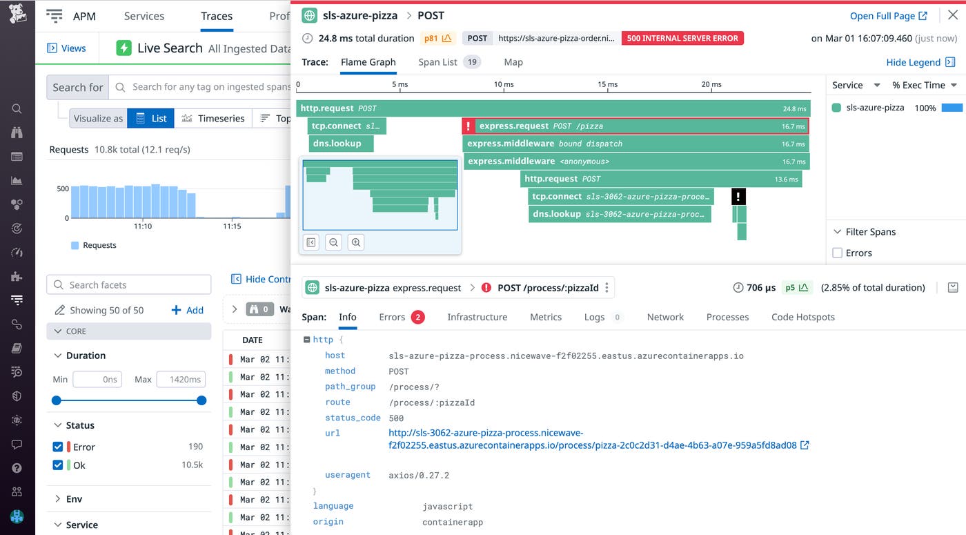 View your Container Apps traces in Datadog APM. View your Container Apps traces in Datadog APM.