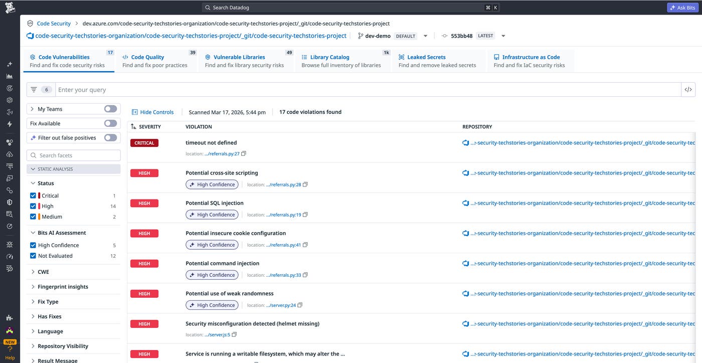 View repository-level code security findings and link directly to affected files in Azure DevOps. View repository-level code security findings and link directly to affected files in Azure DevOps.