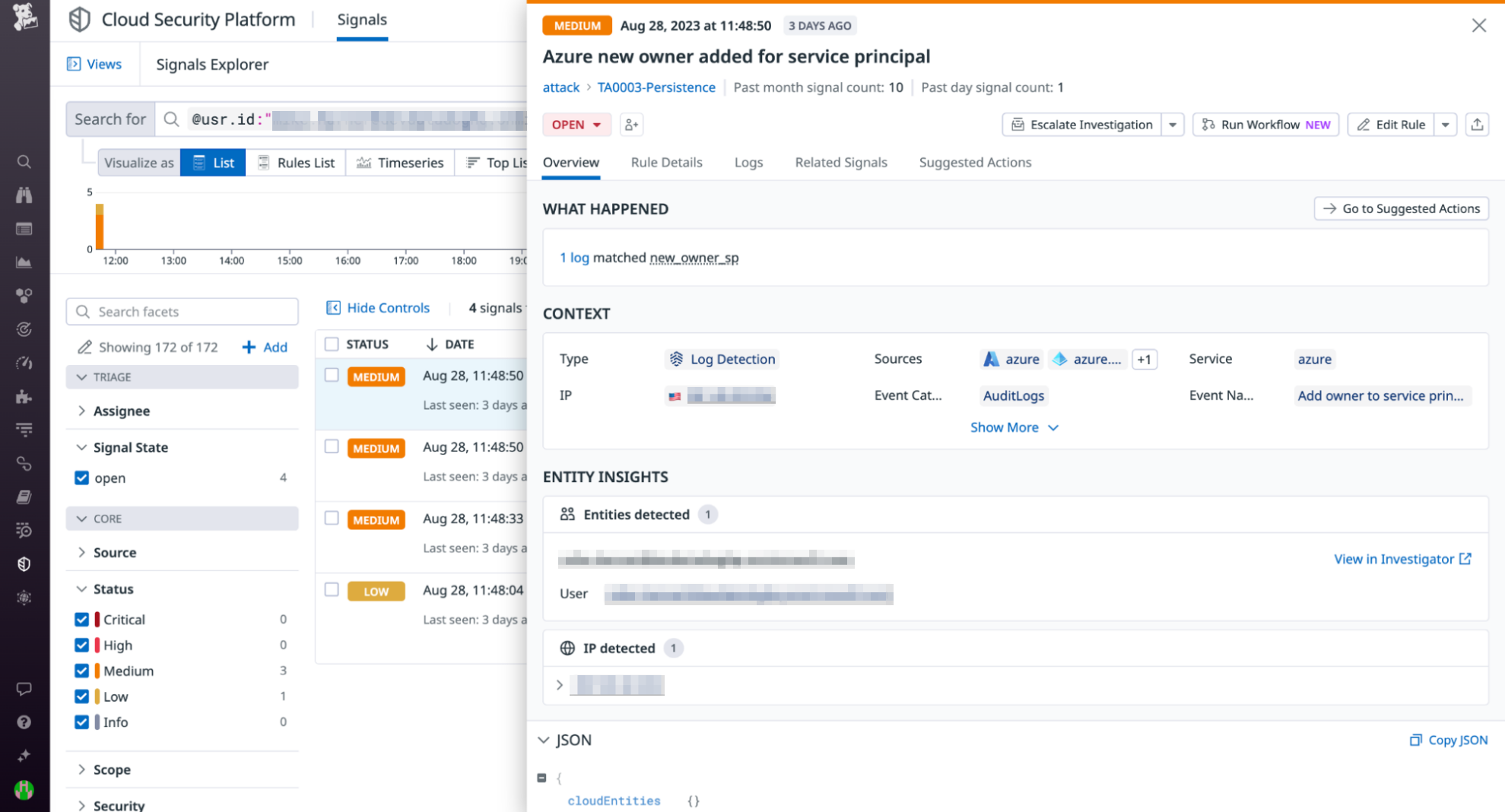 Find relevant information to investigate security signals from Azure.
