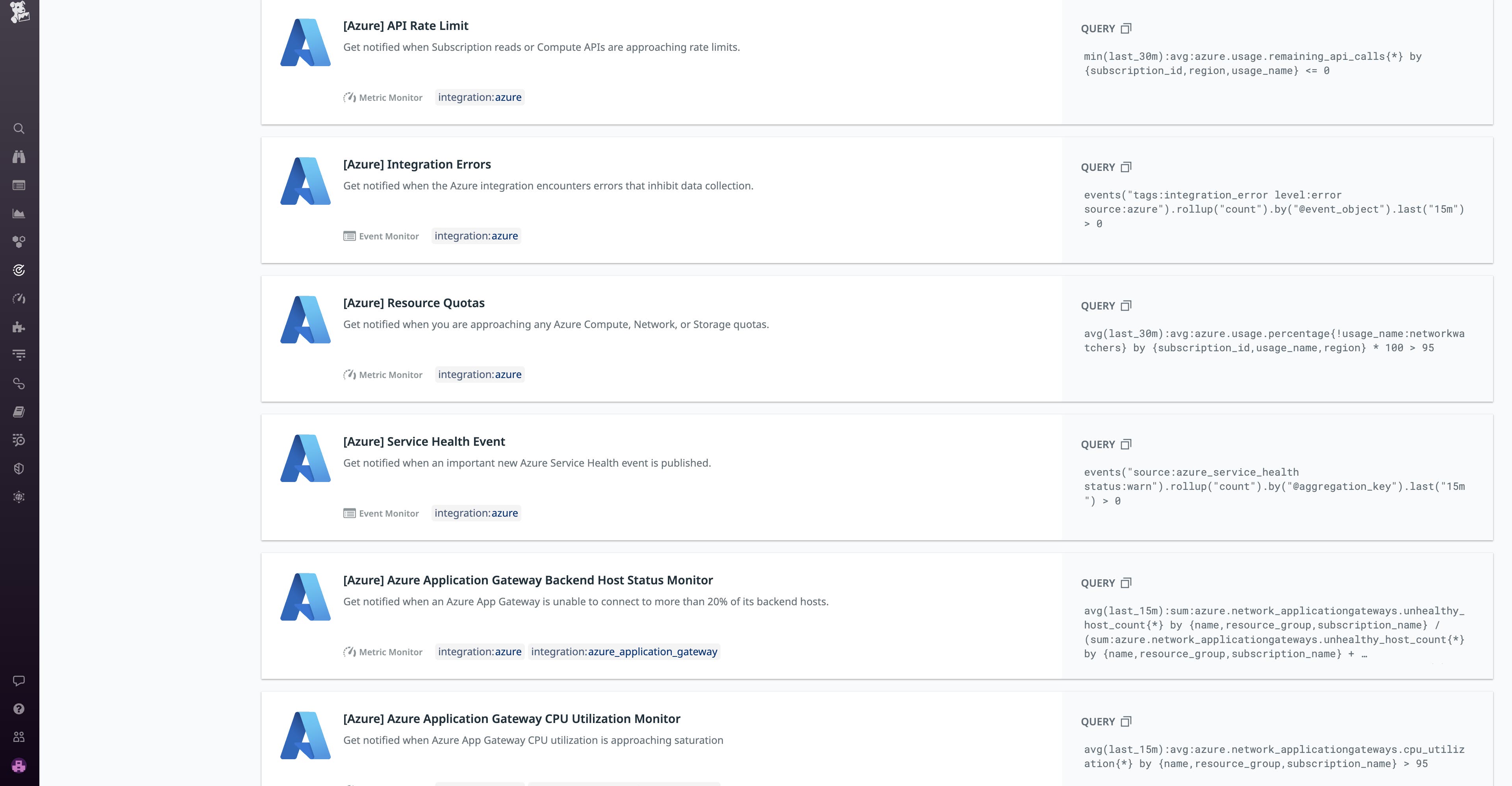 Search Datadog Library for Azure Recommended Monitors Search Datadog Library for Azure Recommended Monitors