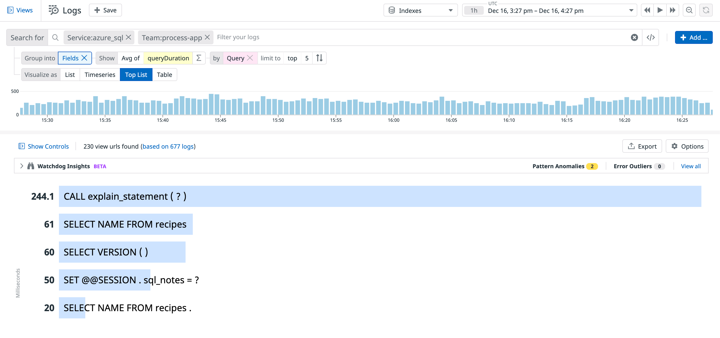 Azure SQL Database log analytics