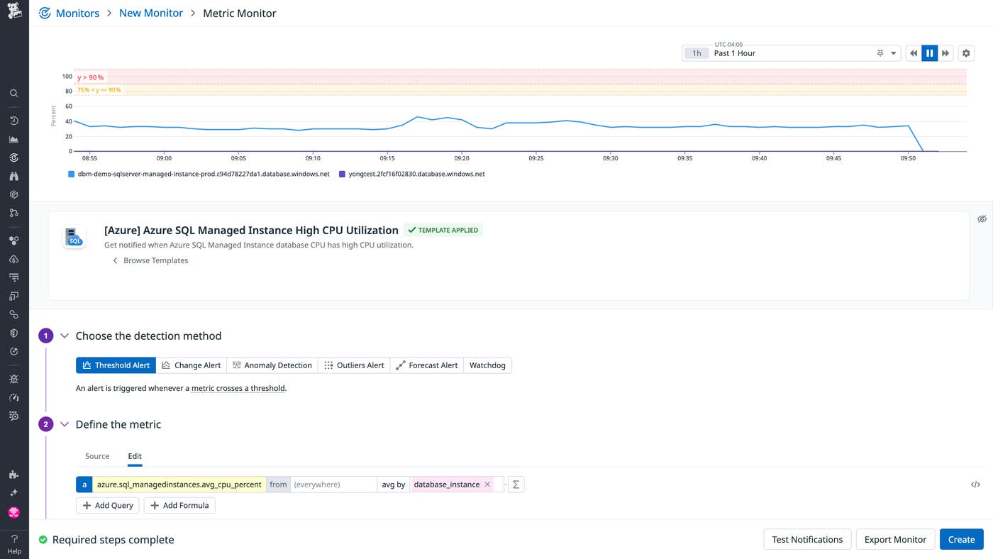 The out-of-the-box monitor tracks high CPU utilization in SQL Managed Instances. The out-of-the-box monitor tracks high CPU utilization in SQL Managed Instances.