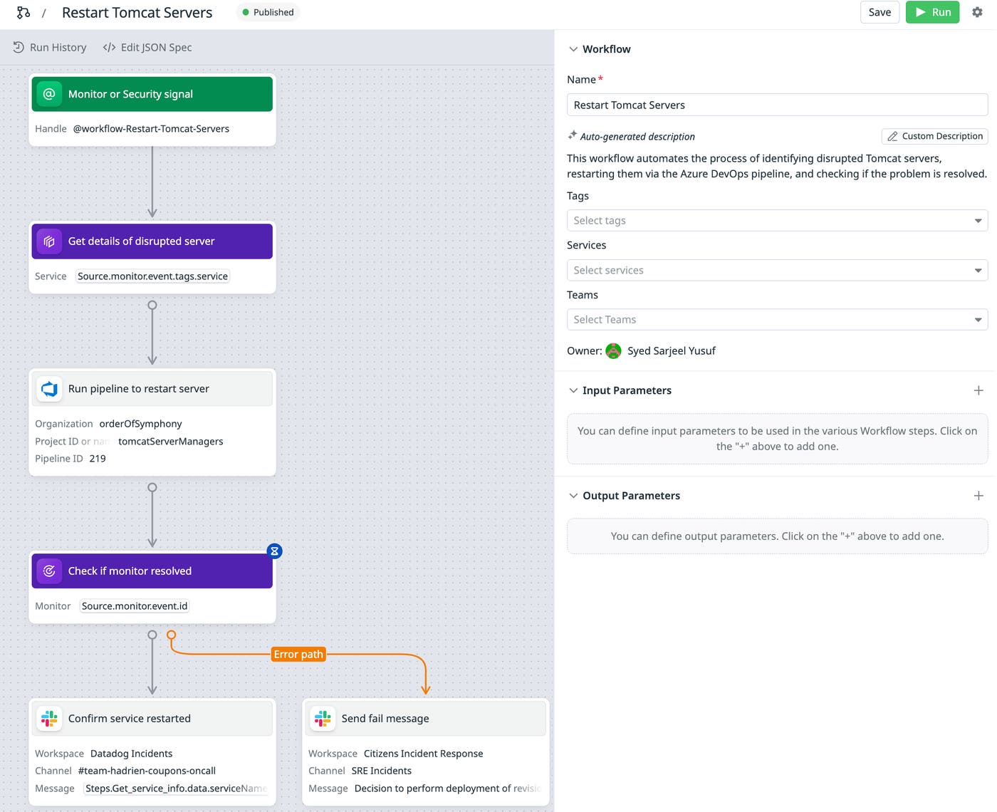 A workflow to restart the Tomcat servers. A workflow to restart the Tomcat servers.