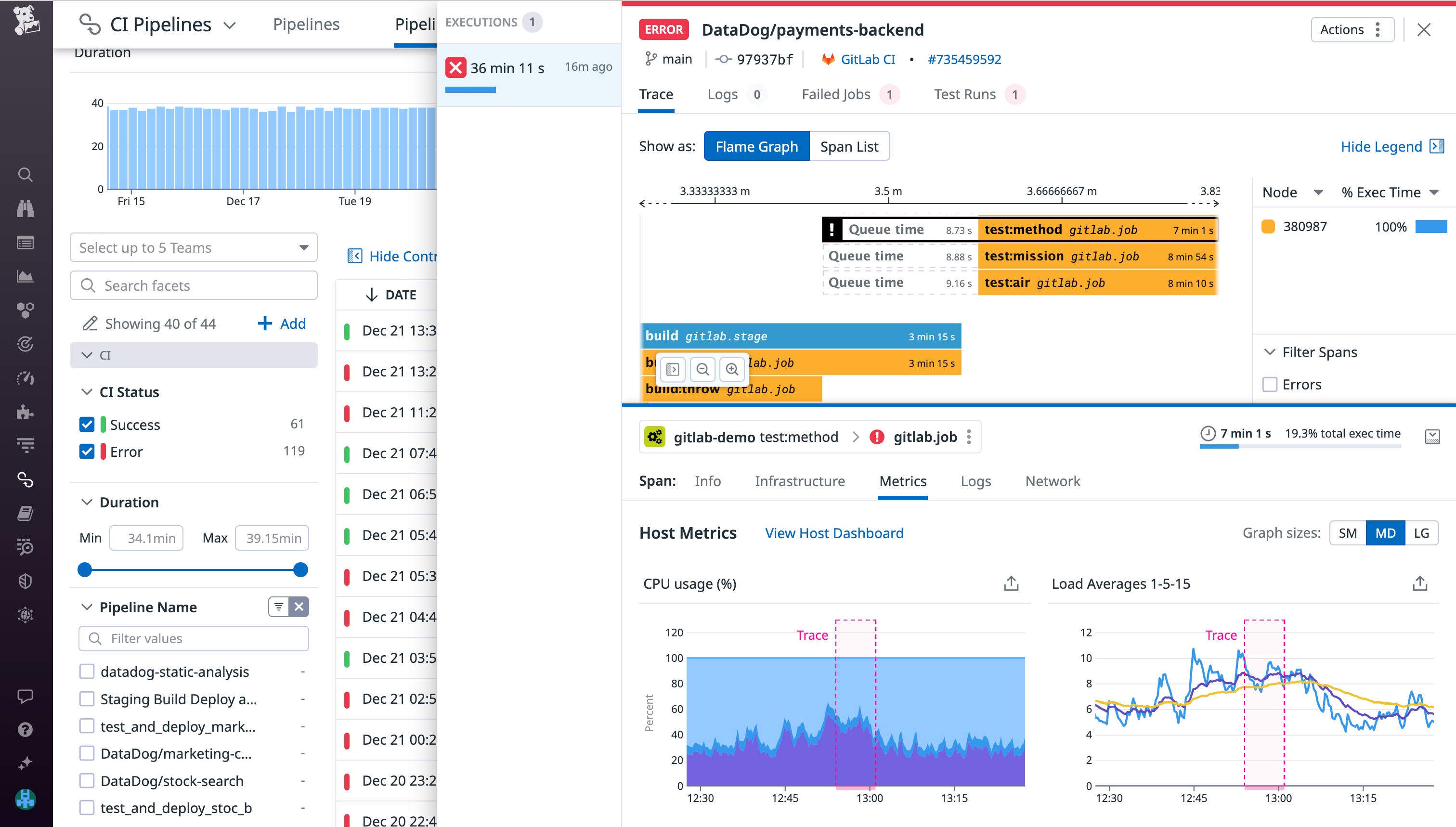 Inspect individual jobs to reveal additional span tags and provider-specific information. Inspect individual jobs to reveal additional span tags and provider-specific information.