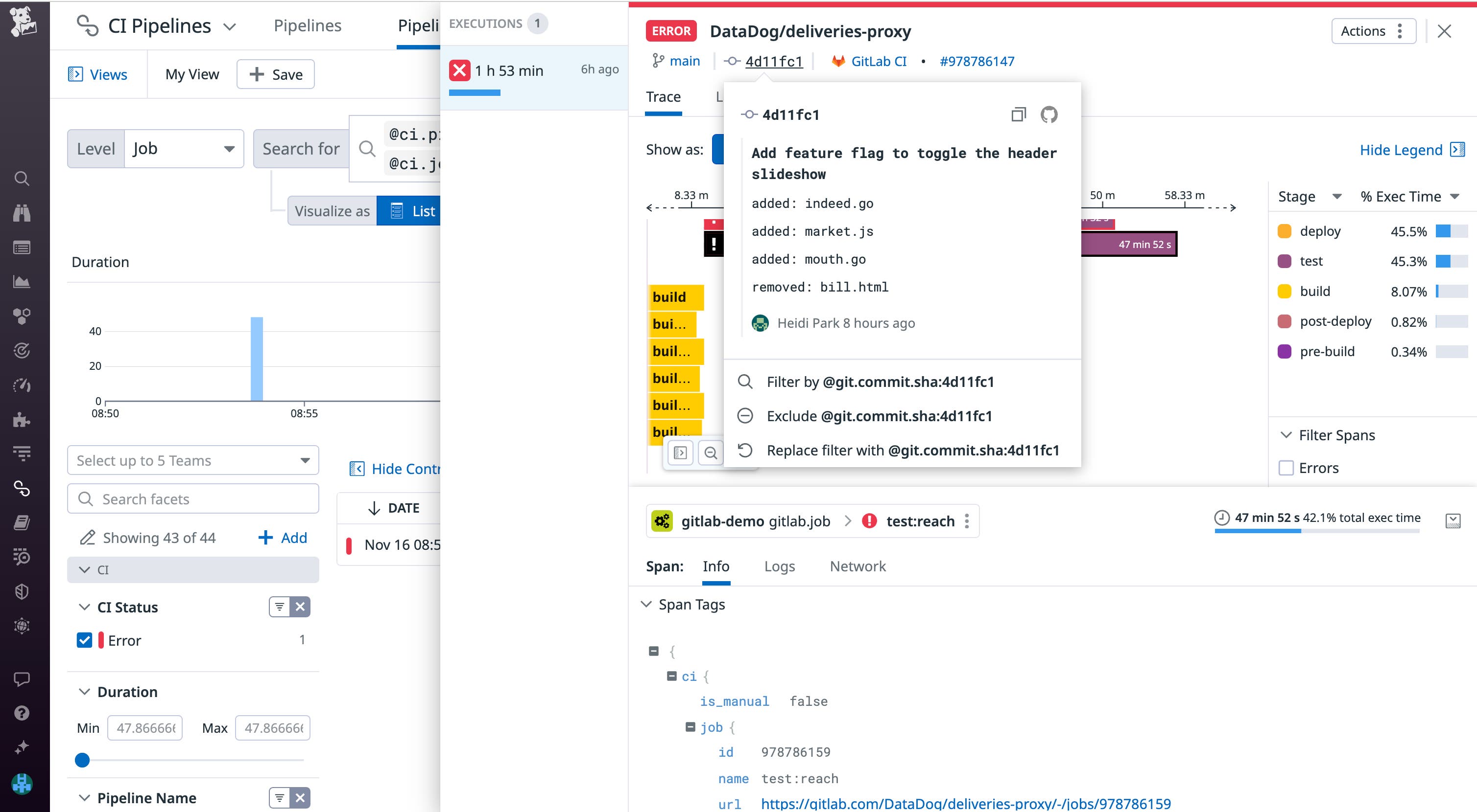 Identify pipeline slowdowns by querying for pipeline executions within the timeframe under investigation. Identify pipeline slowdowns by querying for pipeline executions within the timeframe under investigation.