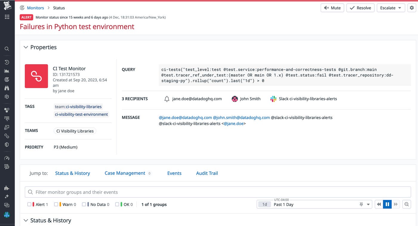 Alert code owners when tests fail or experience performance regressions. Alert code owners when tests fail or experience performance regressions.