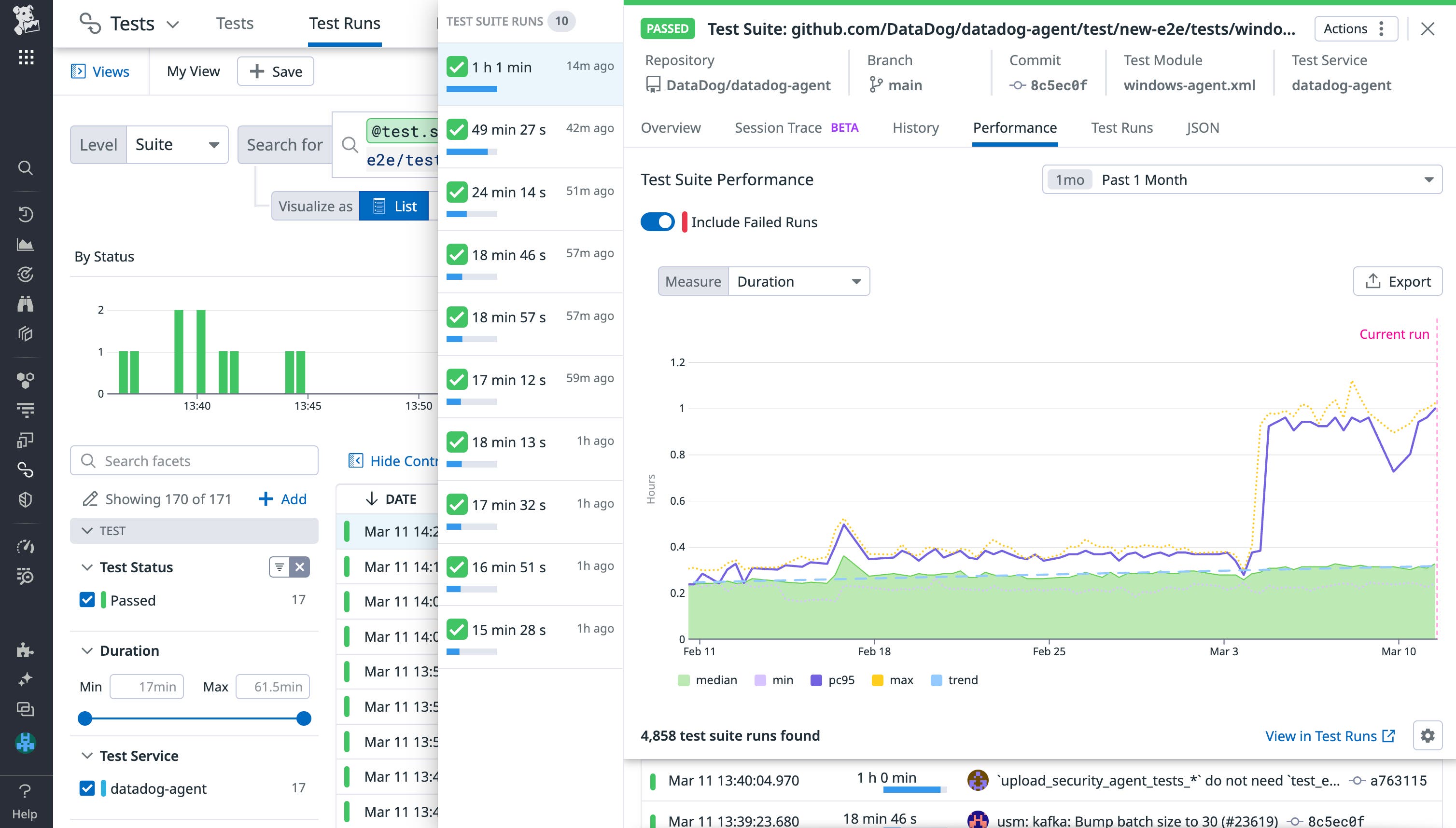 Use the performance tab to identify when slowdowns were introduced. Use the performance tab to identify when slowdowns were introduced.