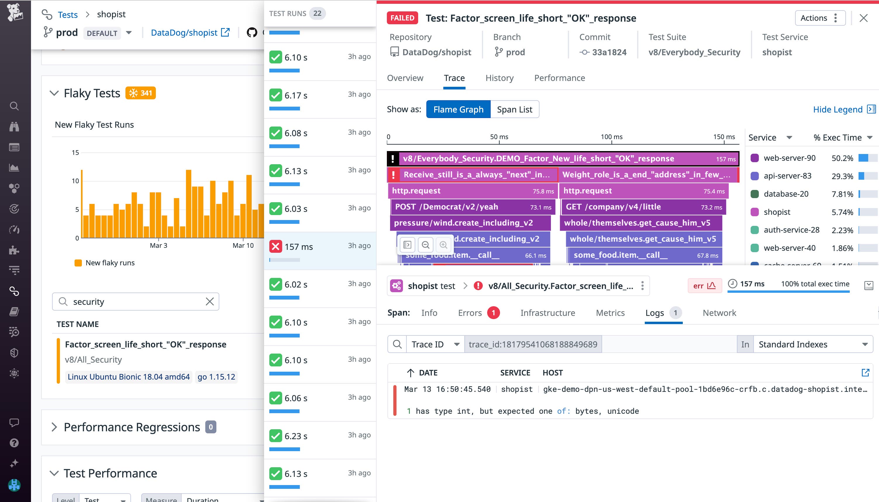 Troubleshoot failing tests using the flame graph and error logs. Troubleshoot failing tests using the flame graph and error logs.