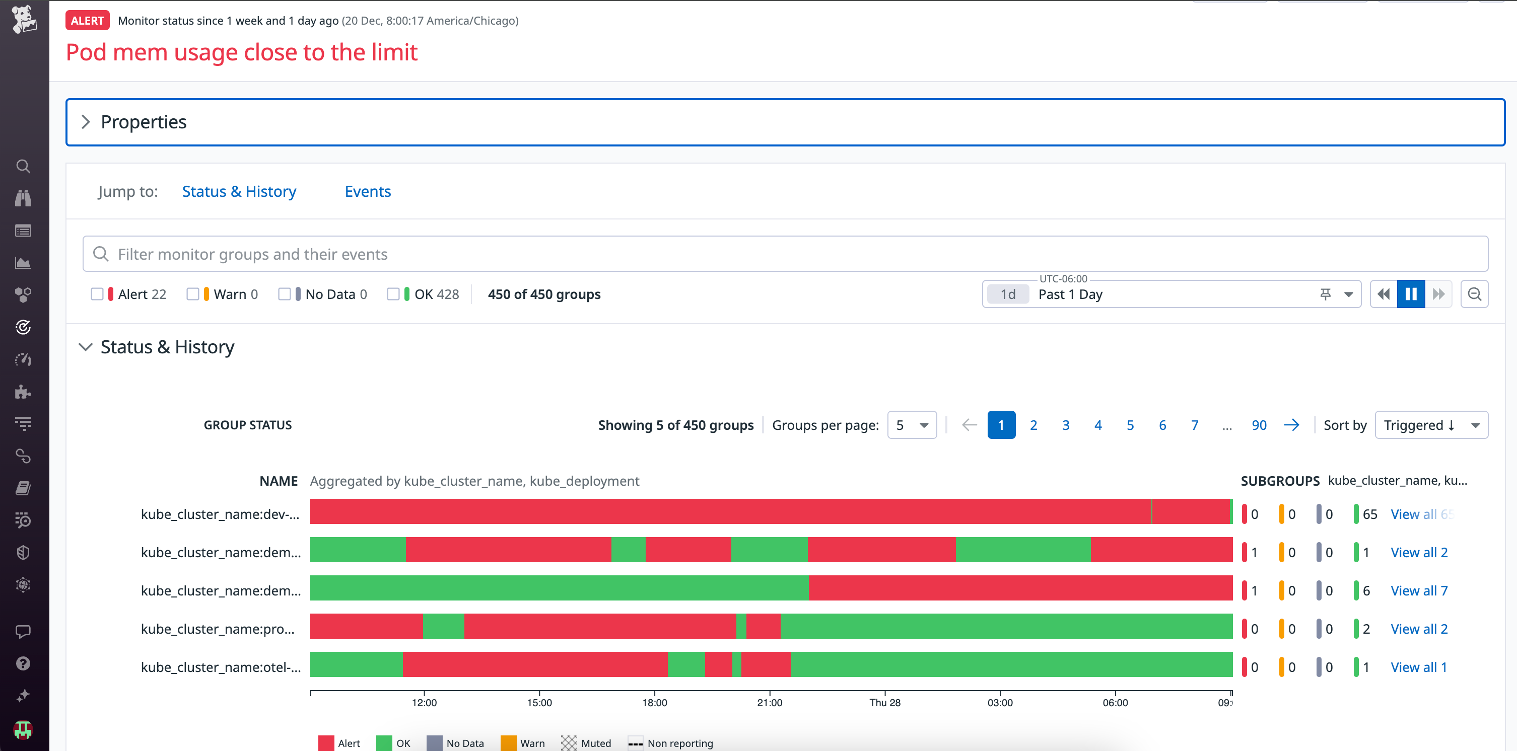 Illustration for notification grouping. One notification is sent when an entire service meets the alert threshold, regardless of the number of individual hosts that meet the threshold.