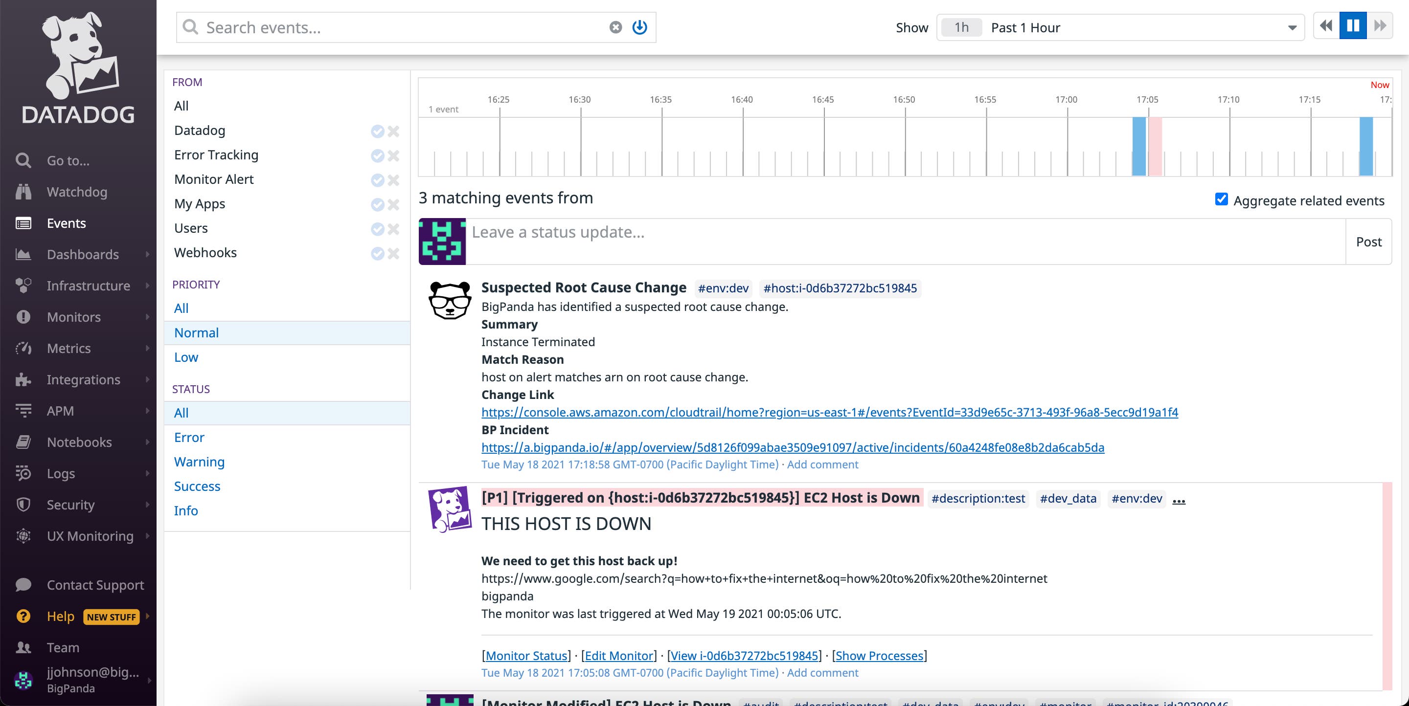 BigPanda events in Datadog BigPanda events in Datadog