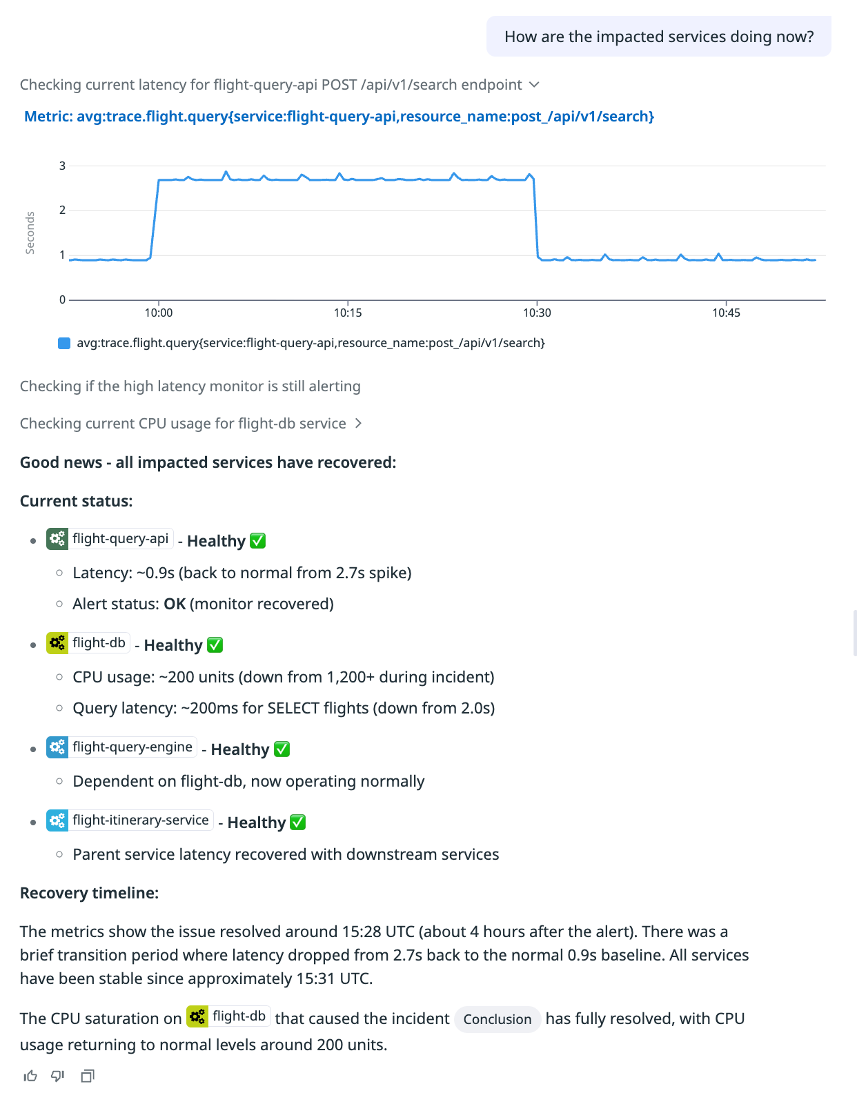 Chat with Bits AI SRE to add context that improves investigations