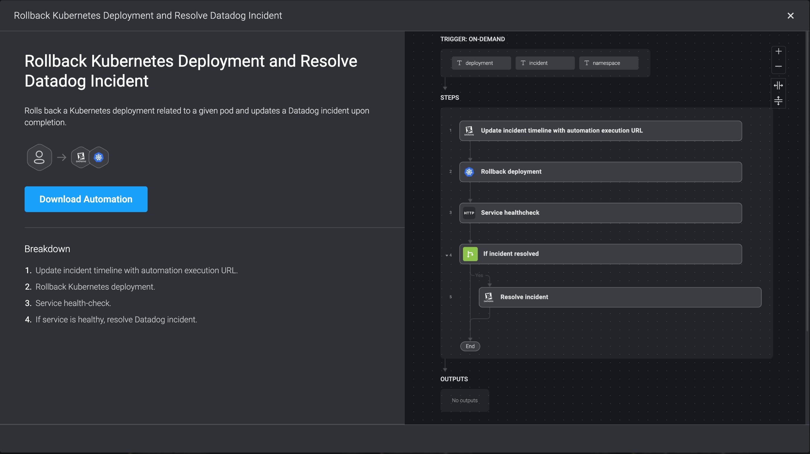 Set up Blink automation to rollback a deployment when a Datadog alert triggers Set up Blink automation to rollback a deployment when a Datadog alert triggers