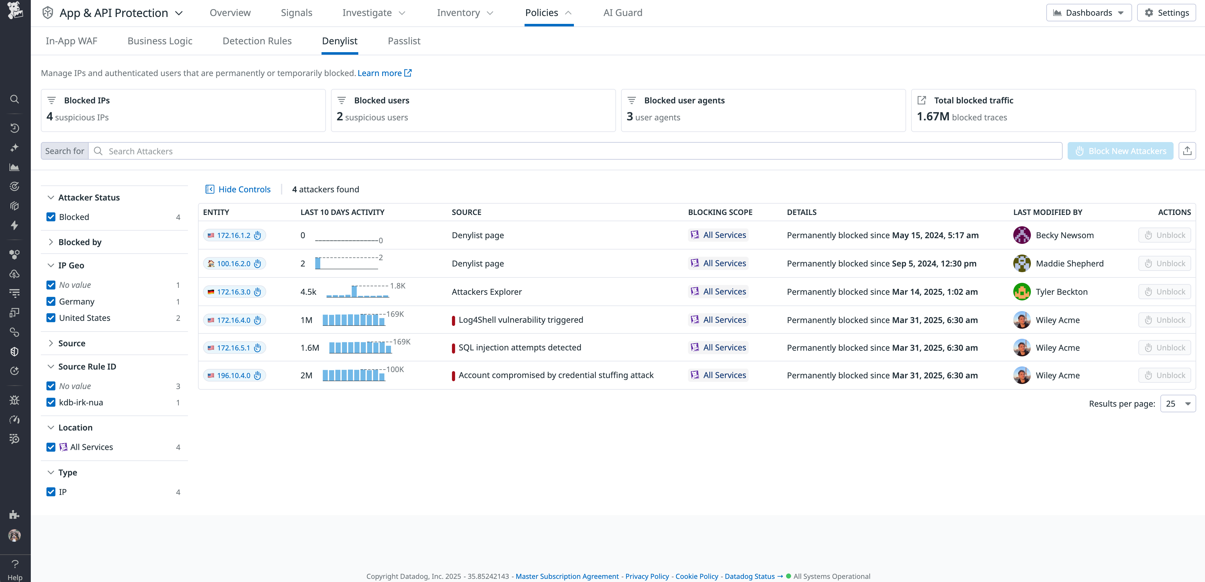 Manage all yiour blocked IPs from the Denylist