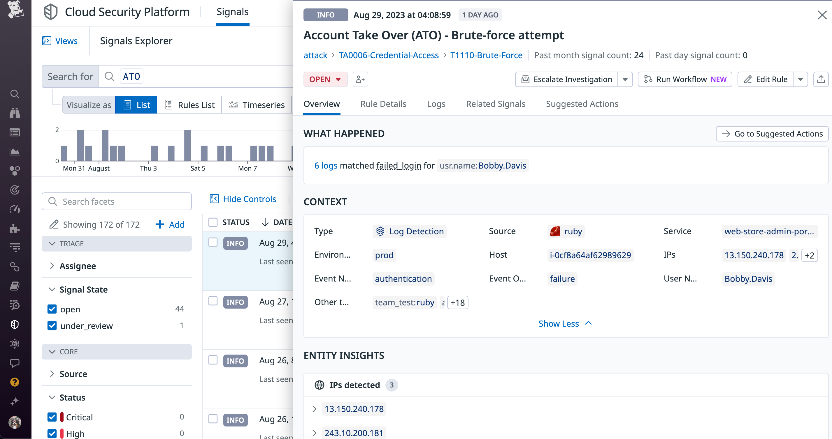 Datadog Security detection rule