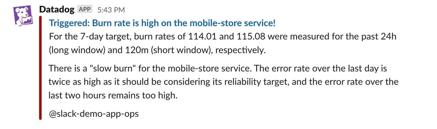 Burn rate alerts are less noisy than error rate alerts. Burn rate alerts are less noisy than error rate alerts.