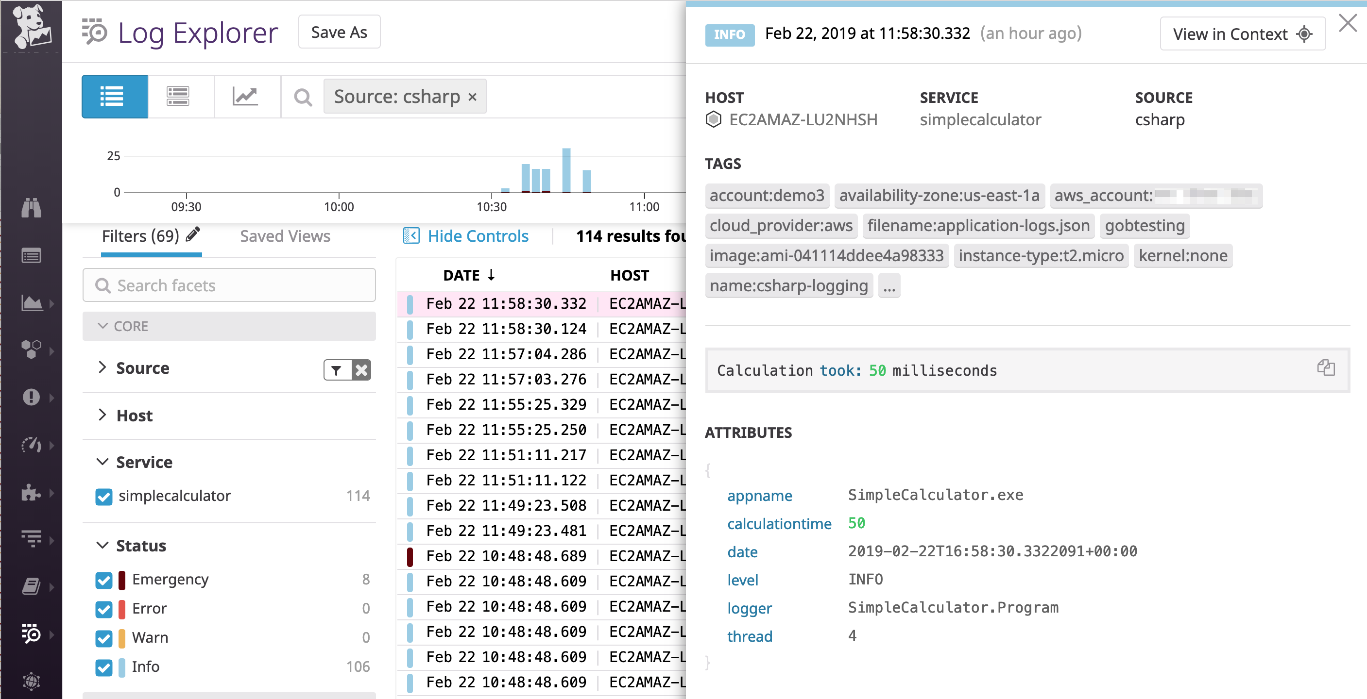 Capturing custom JSON attributes in your C# log with log4net and then sending to datadog for monitoring.